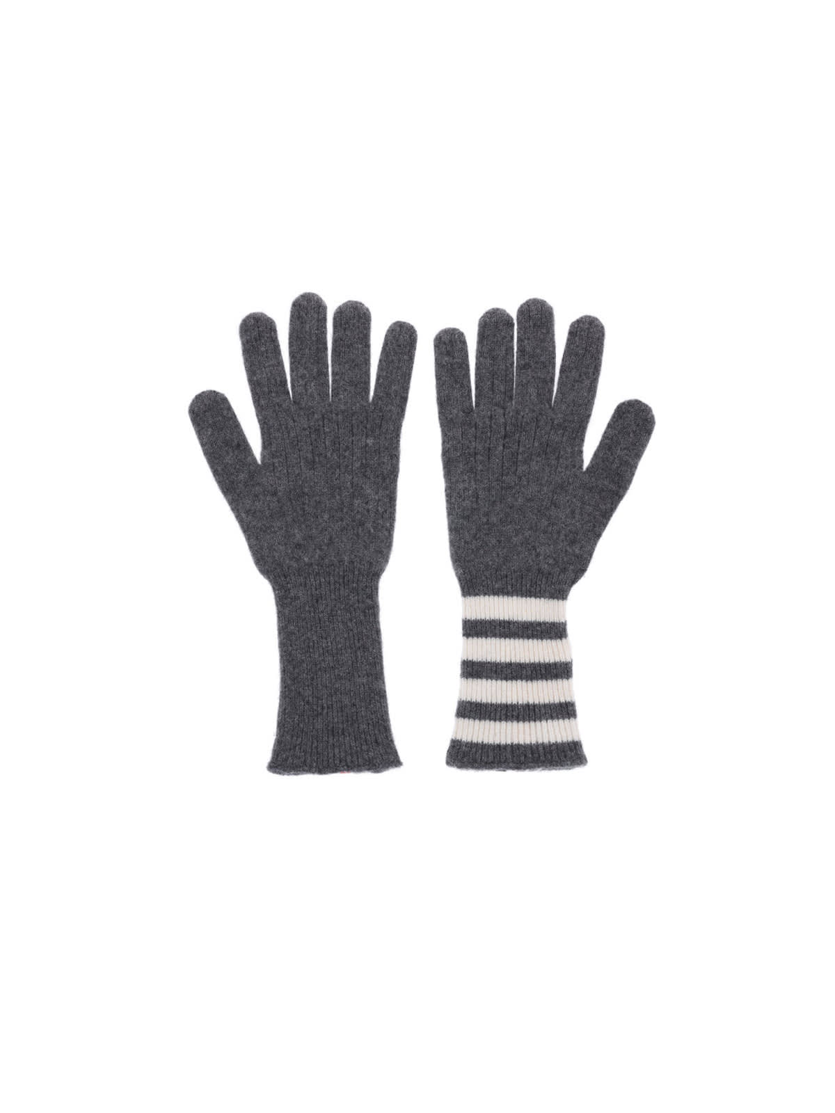 Thom Browne Grey Rib Cashmere Four Bar Gloves