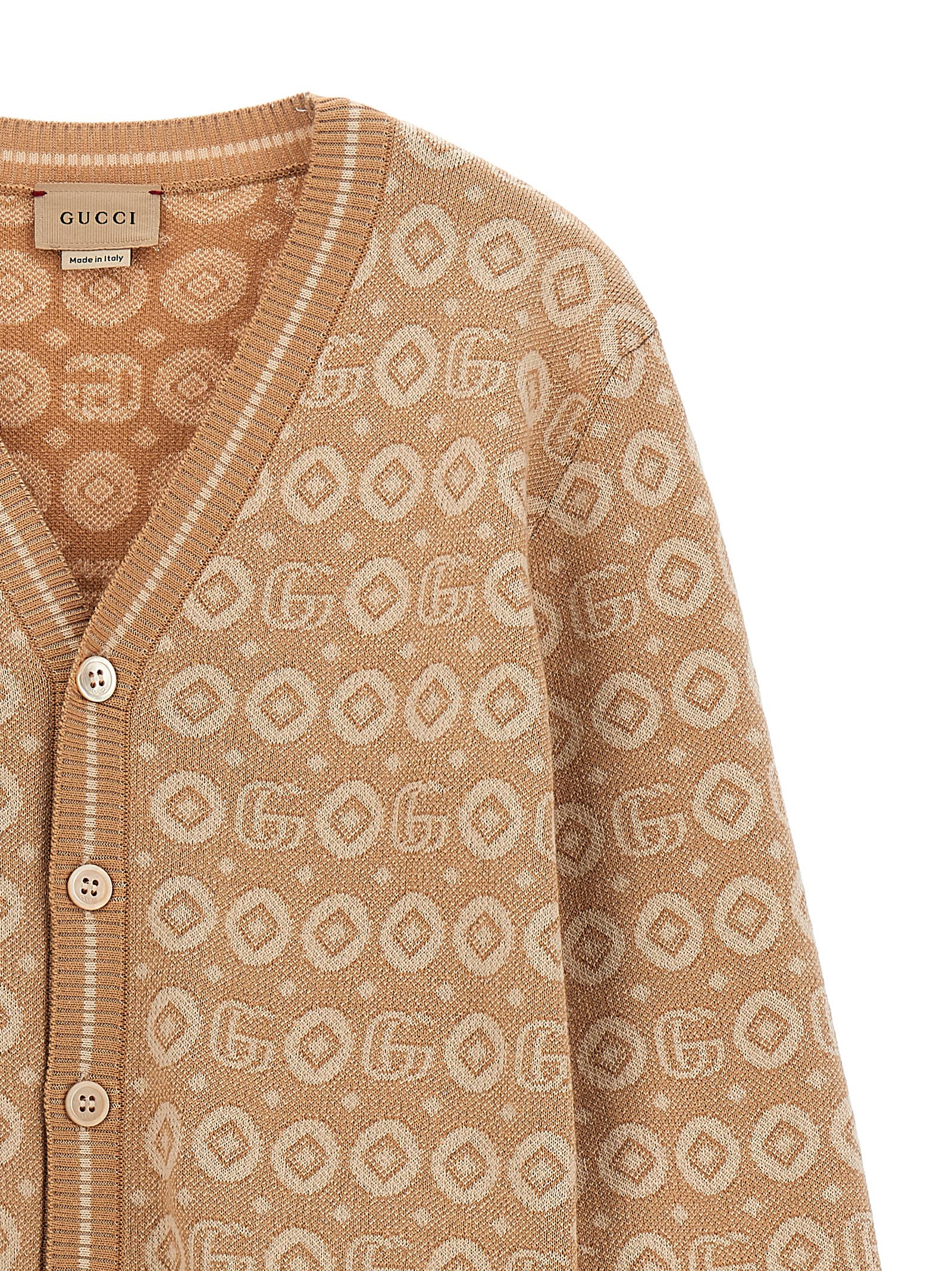 Shop Gucci Logo Cardigan In Beige