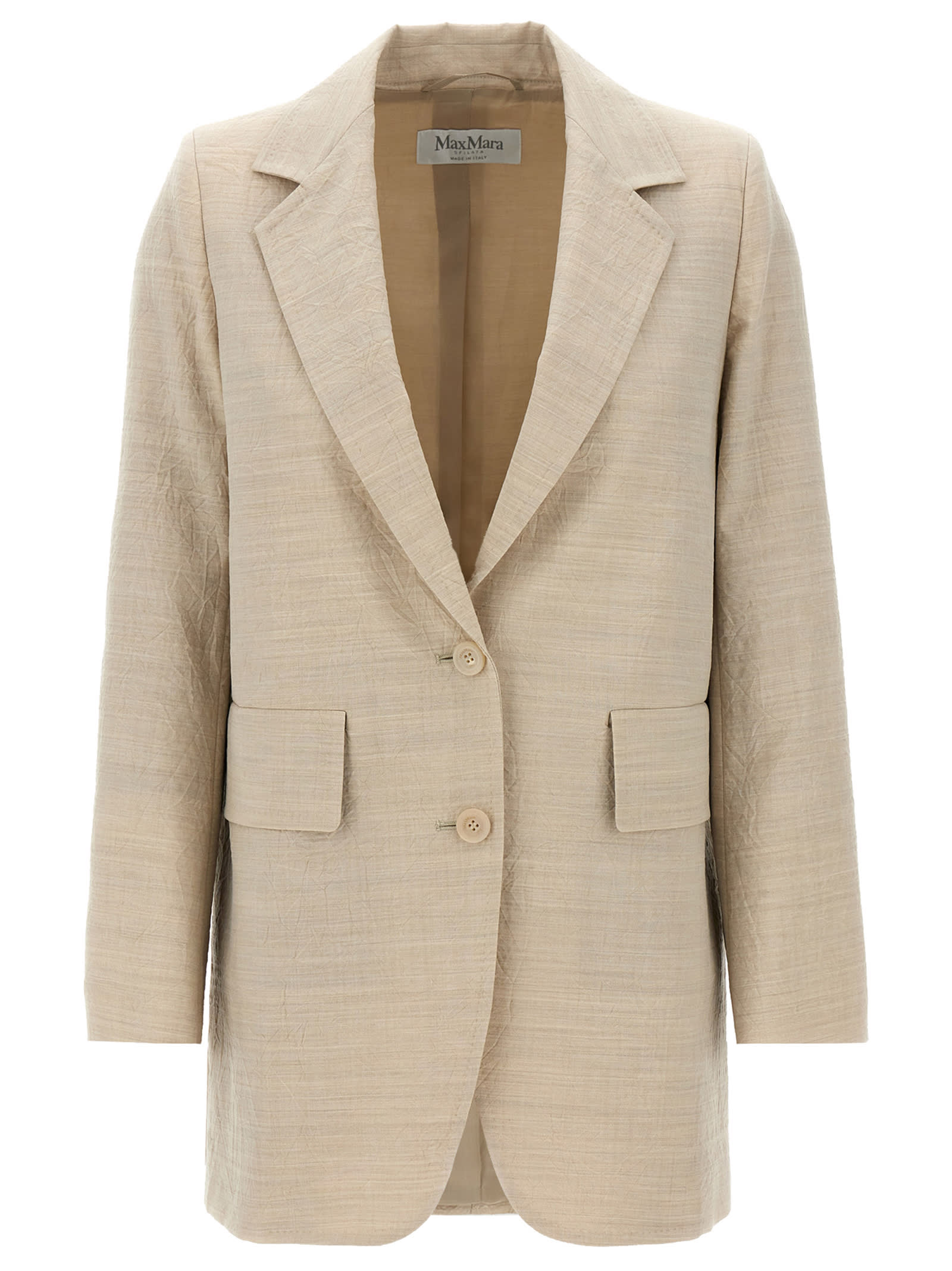 Max Mara Acacia Beige Virgin Wool Jacket In Beige