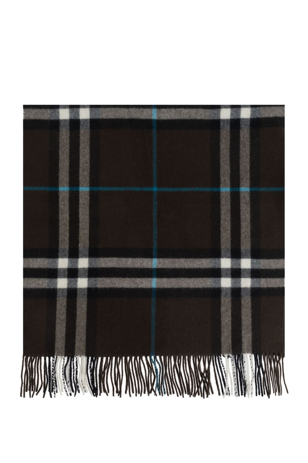 Shop Burberry Check Printed Fringed-edge Scarf In Black