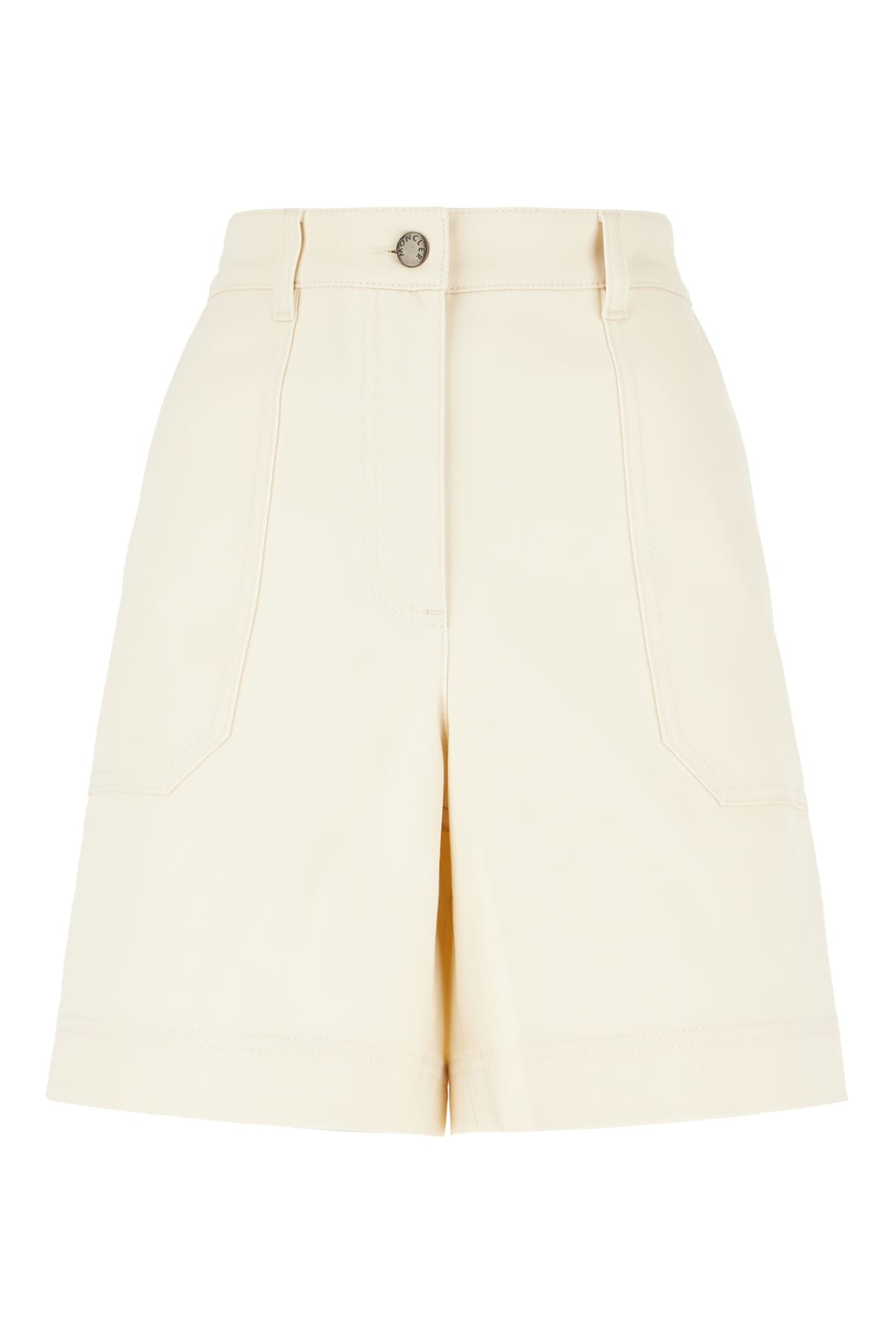 Moncler Cotton Bermuda Shorts Belt Loops In Panna