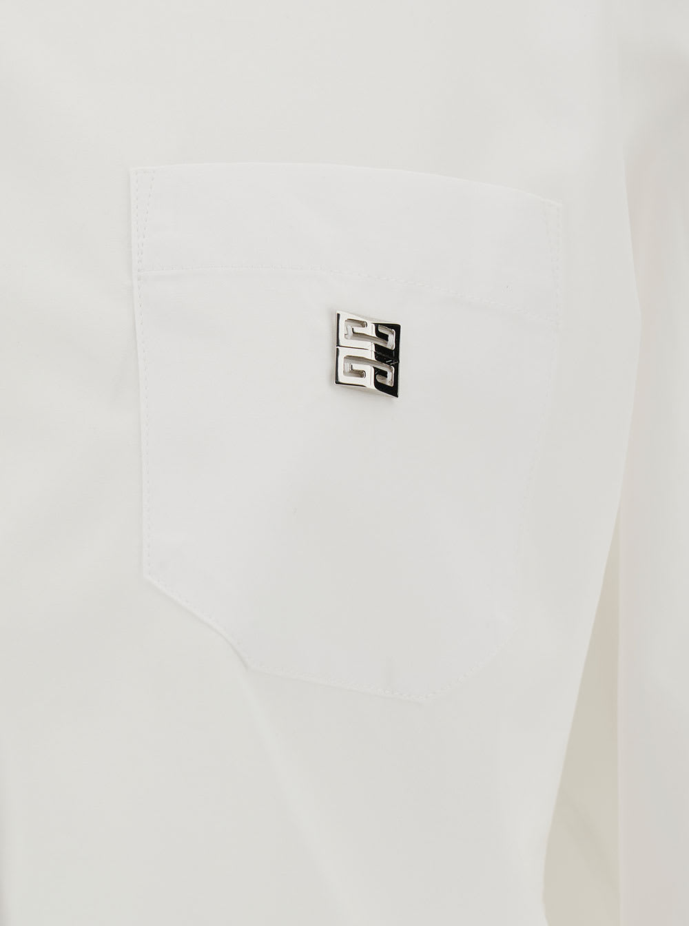 Shop Givenchy White Cropped Shirt With 4g Patch In Cotton Woman