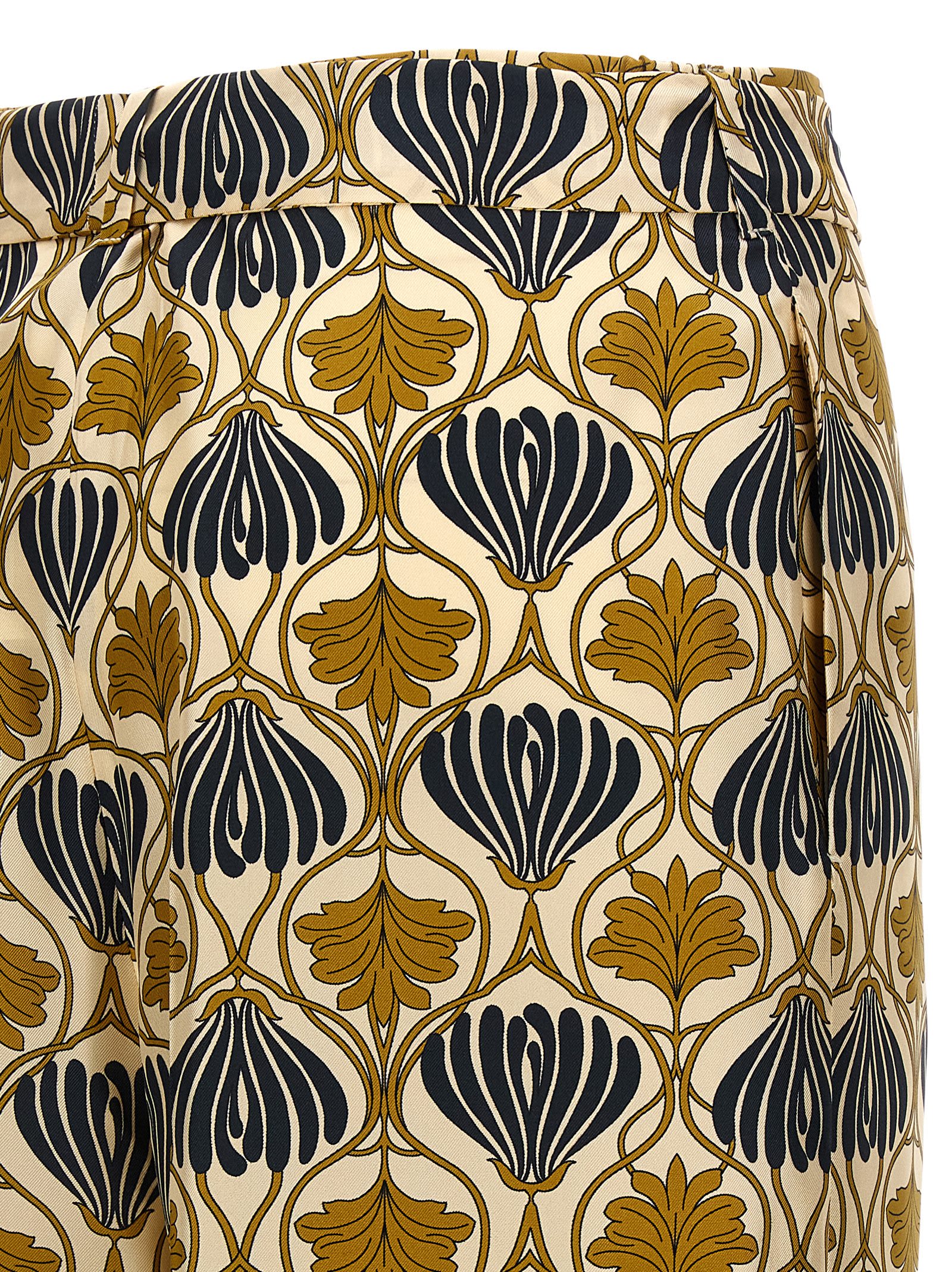 Max Mara Silk Printed Wide-leg Trousers In Multi