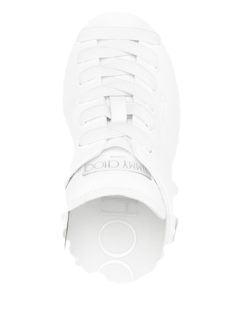 Jimmy Choo Pearl Platform Round Slingback Sneakers In White