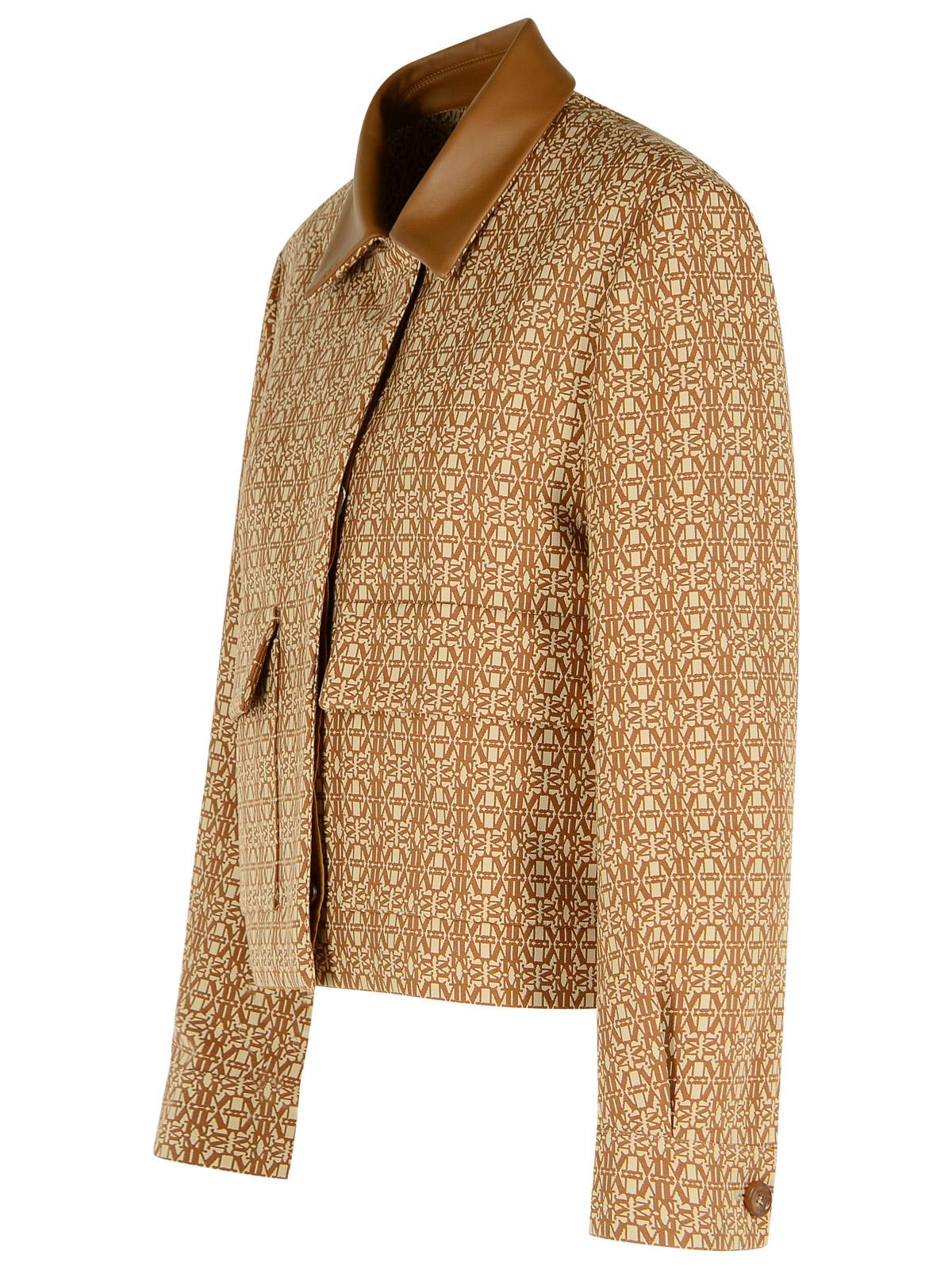 Max Mara Viborg Camel Cotton Jacquard Jacket In Brown
