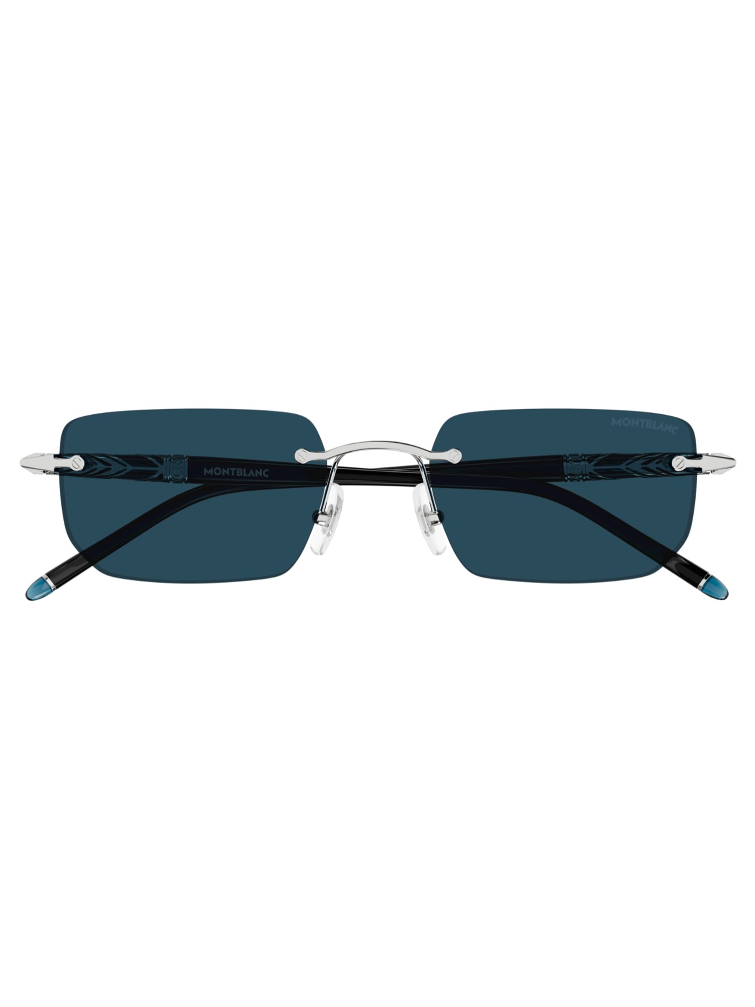 Shop Montblanc Mb0348s Sunglasses In Silver Black Blue