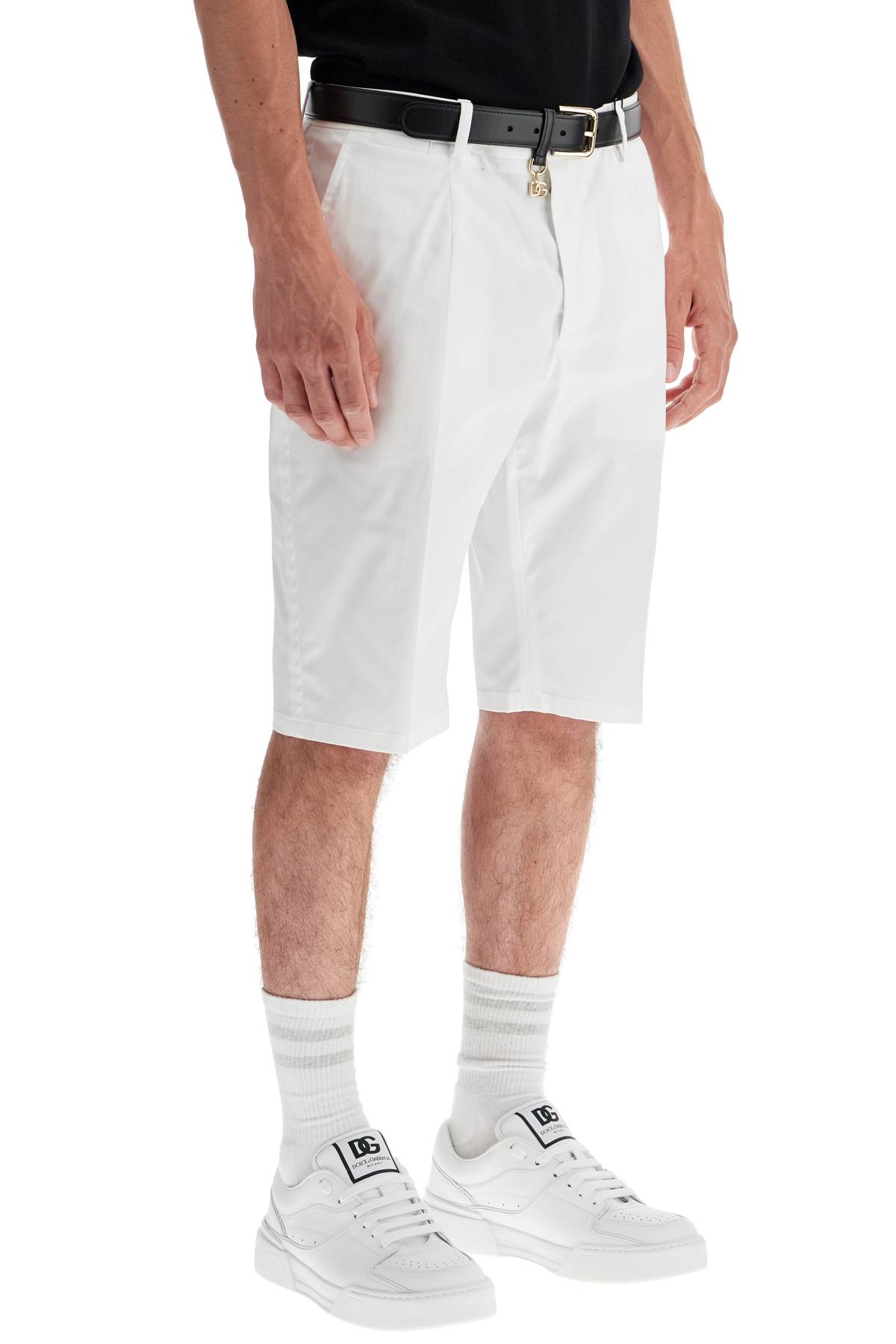 Shop Dolce & Gabbana Stretch Cotton Bermuda Shorts In Bianco Ottico (white)