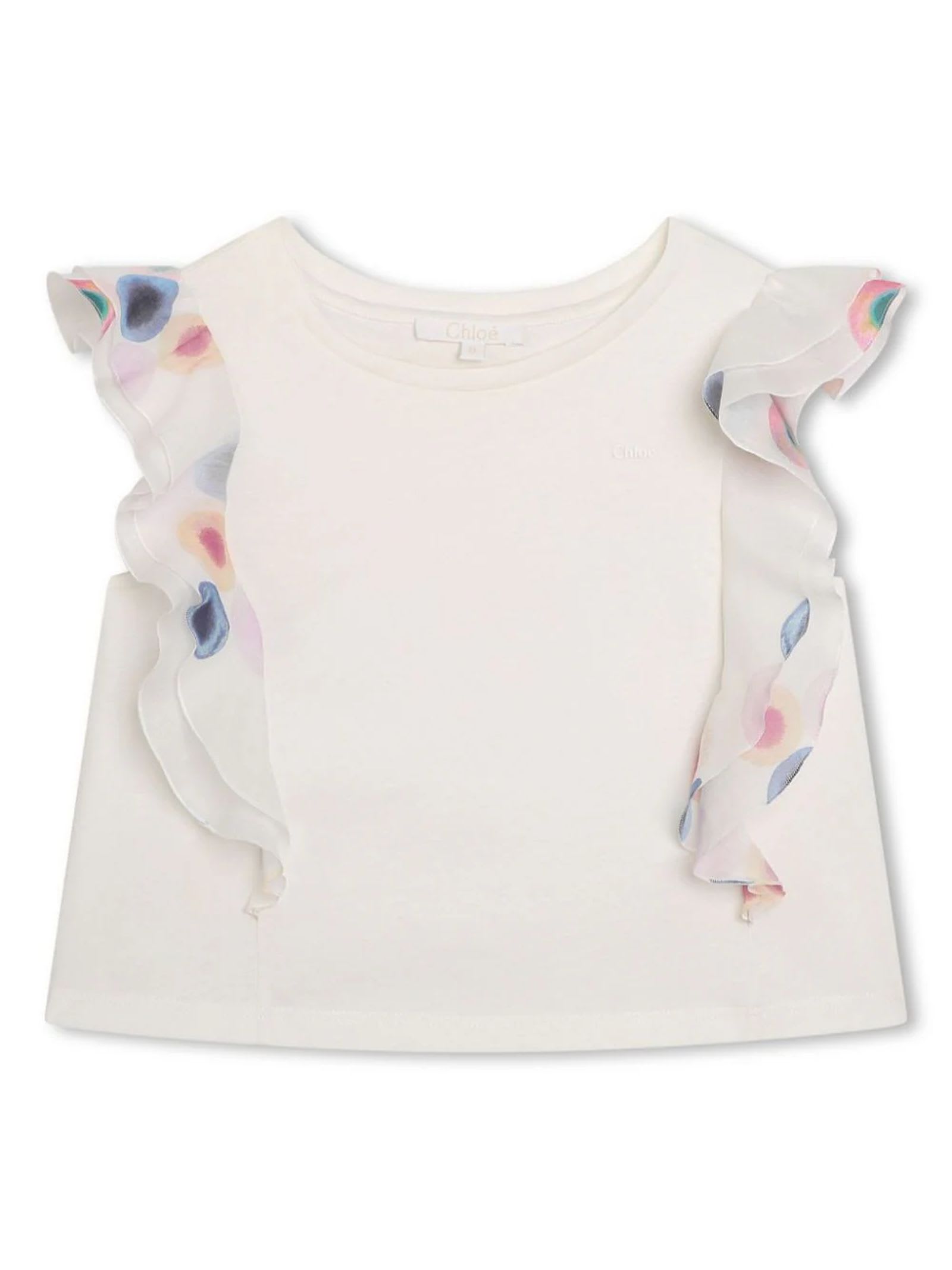 Chloé Ruffled Organic Cotton Blouse In Bianco