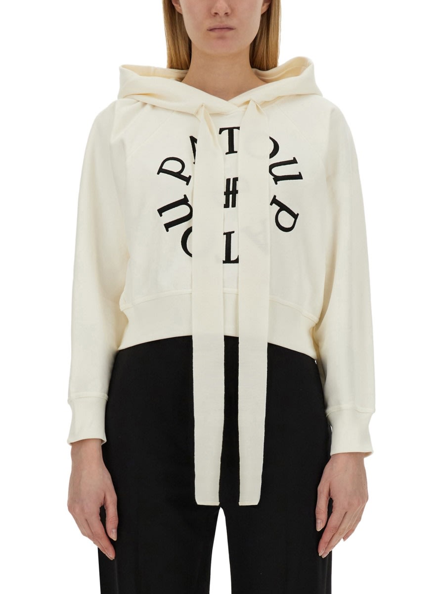 Shop Patou Sweatshirt With Logo Embroidery In Ivory