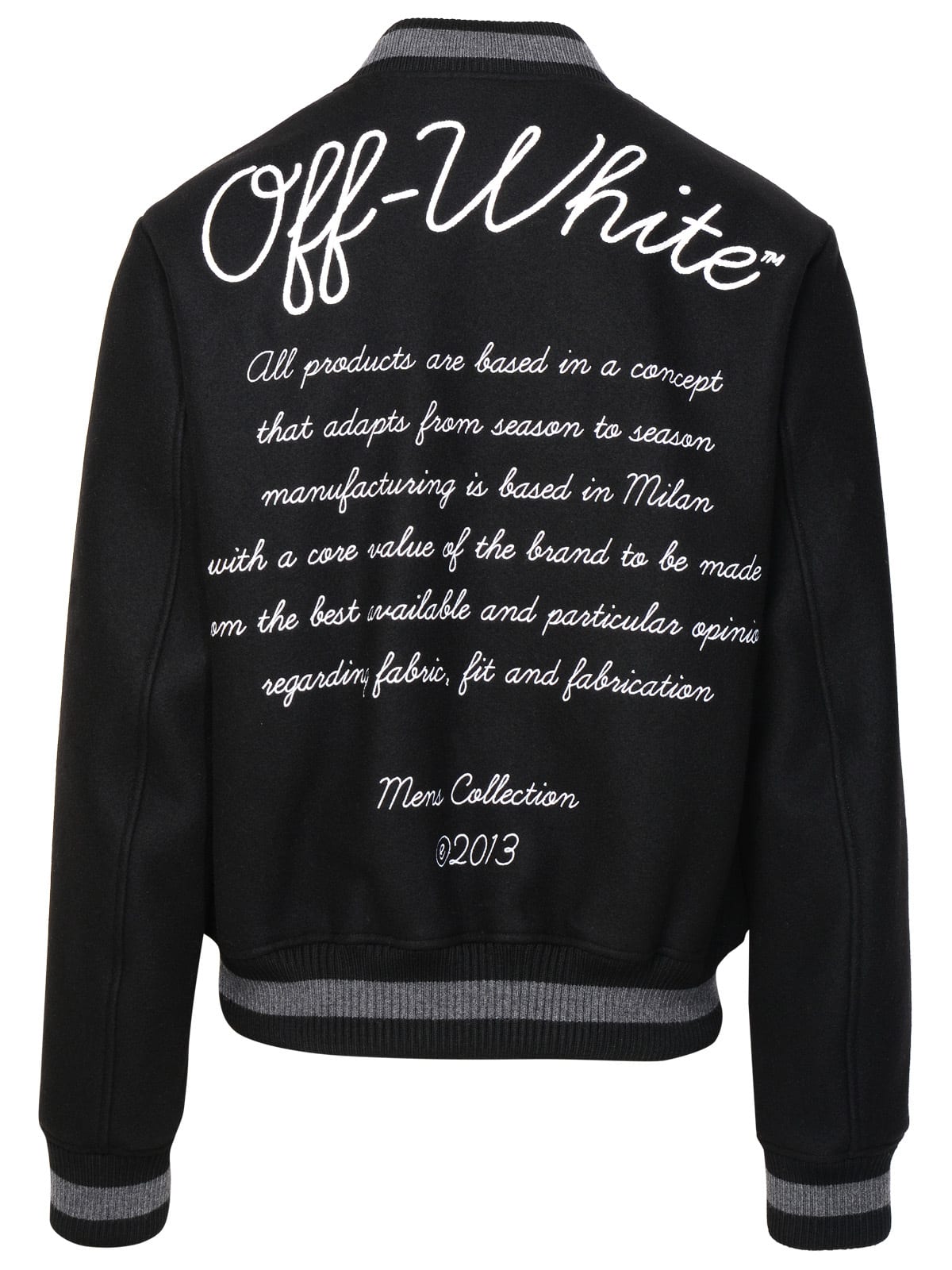 Shop Off-white Varsity Black Virgin Wool Blend Bomber Jacket