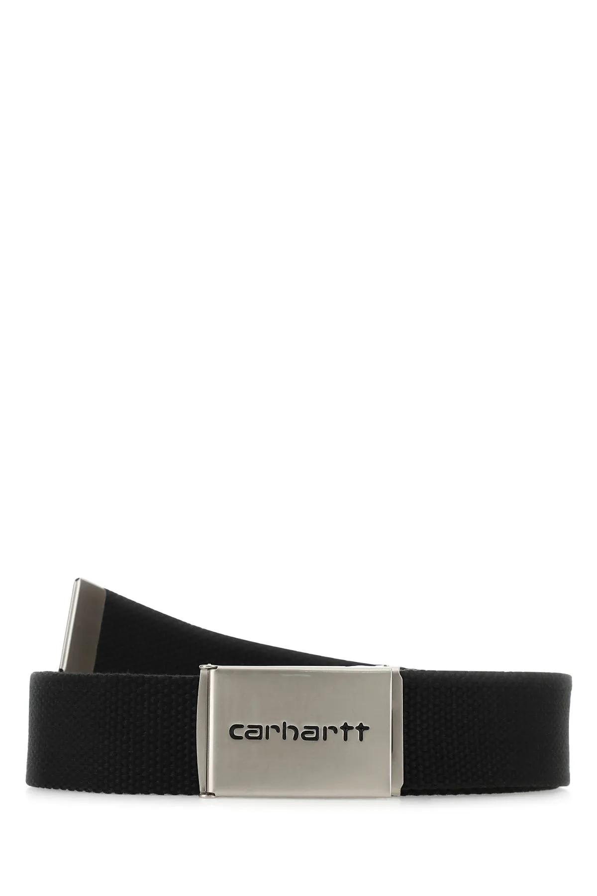 Carhartt Black Fabric Clip Belt Chrome In Nero