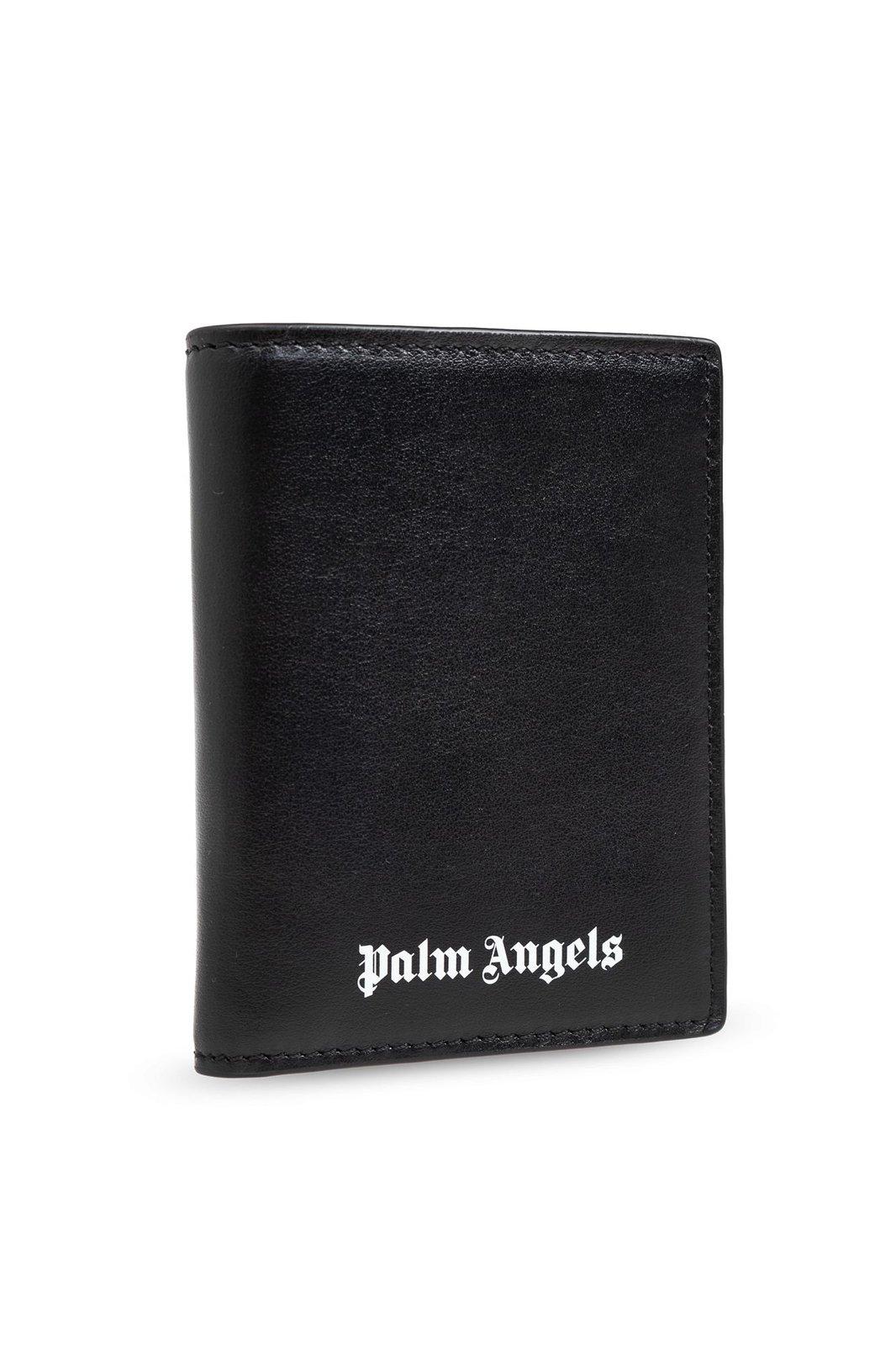 Shop Palm Angels Logo Printed Bi-fold Wallet In Black/white