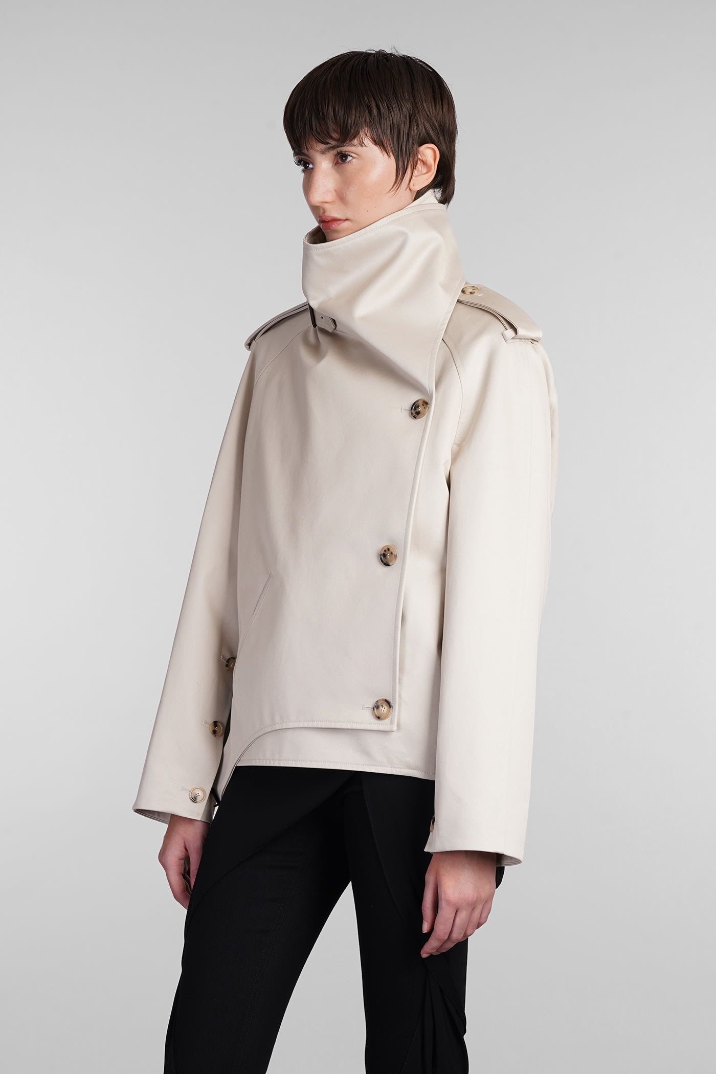 Shop Courrèges Casual Jacket In Beige Cotton