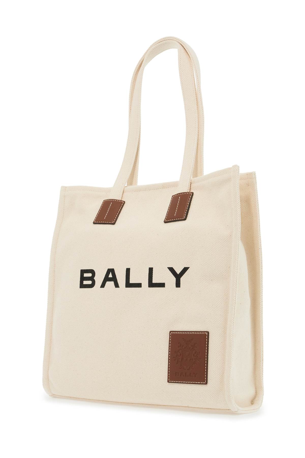 Bally Akelei Canvas Tote Bag With In Natural/cuero+oro