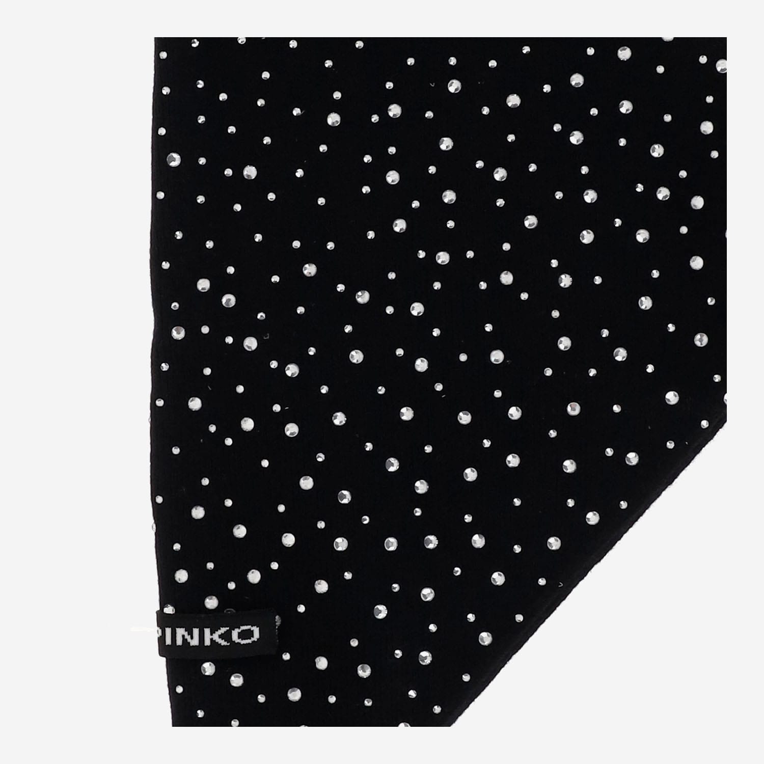 Pinko Svizzera Wool Scarf With Rhinestones In Black