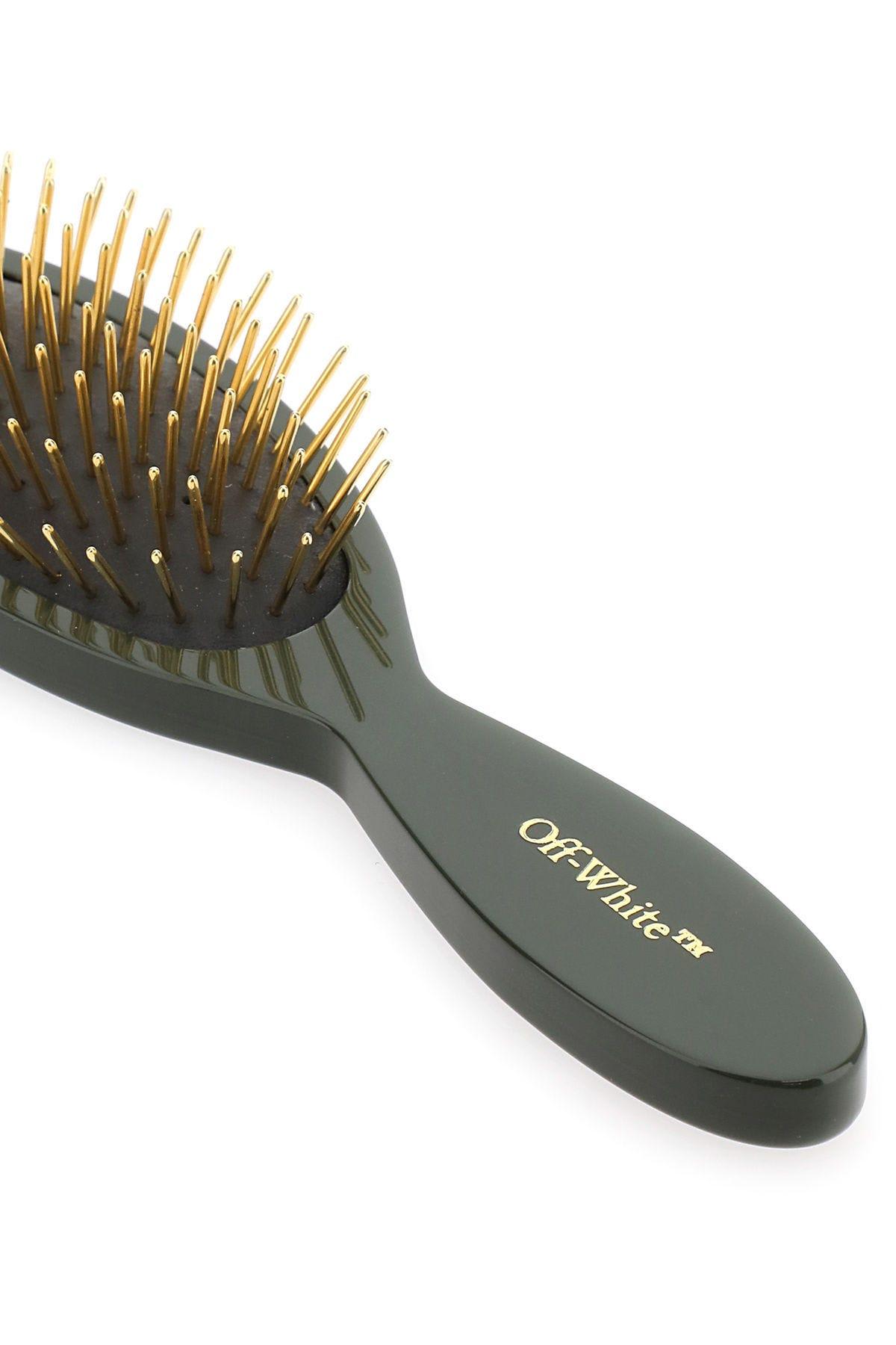 Off-white Army Green Acetate Bookish Hairbrush In Armygreengold