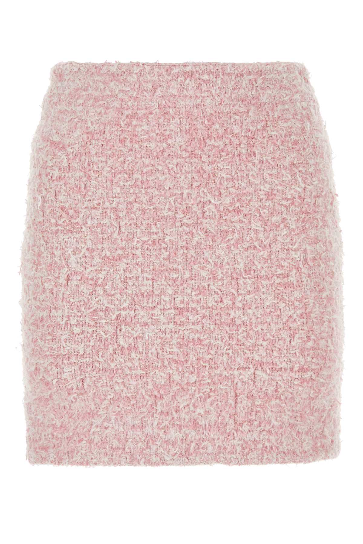 Shop Balenciaga Pink Tweed Mini Skirt