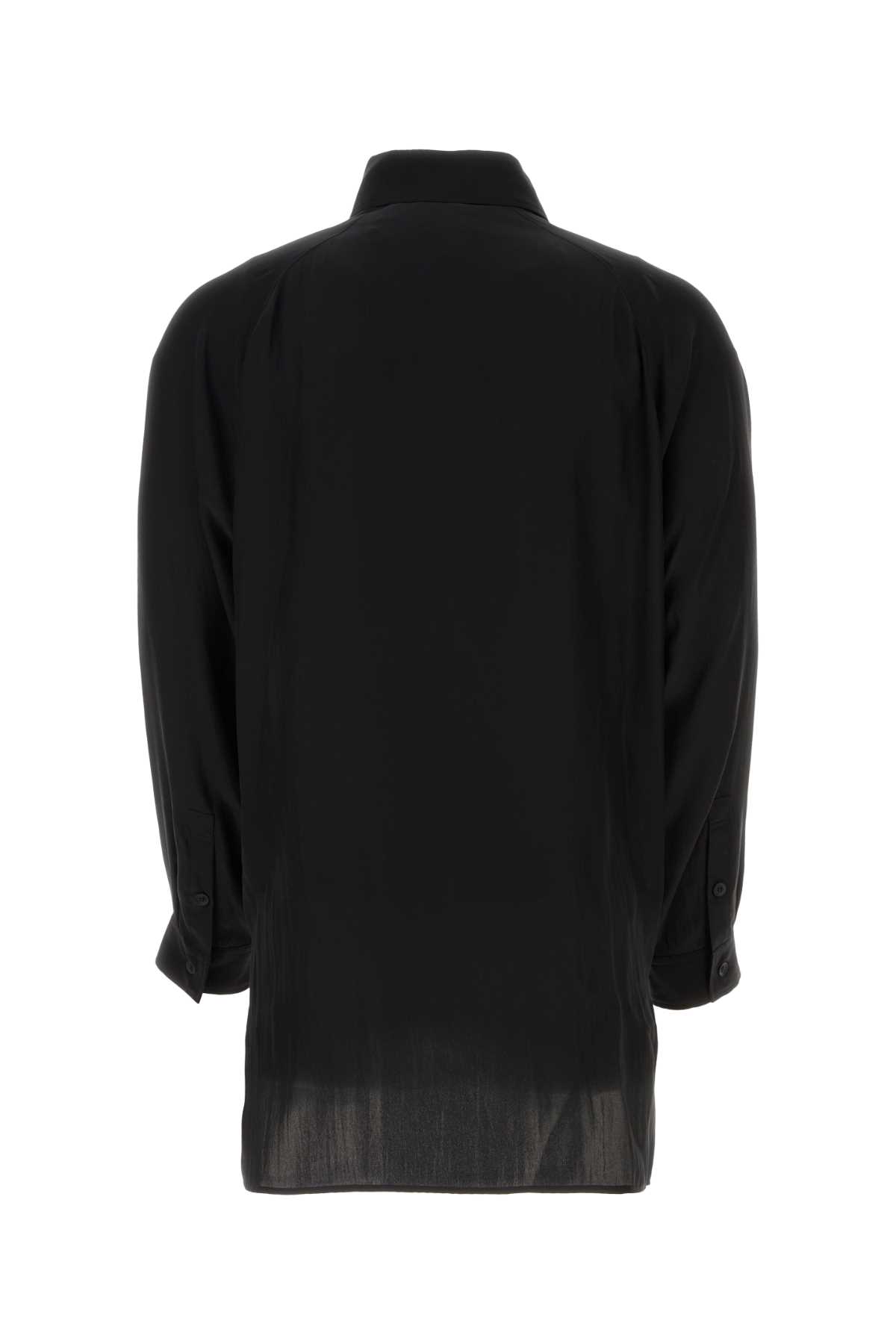 Shop Yohji Yamamoto Black Silk Shirt
