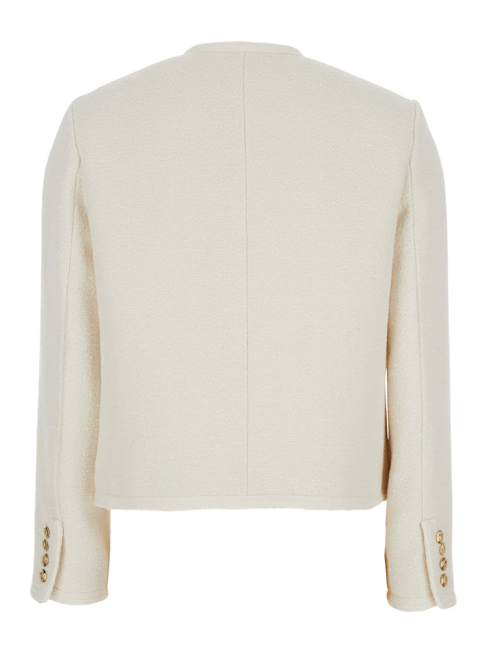 Dunst White Jacket With Round Neck And Front Jewel Button Cllosure In Cotton Blend Woman In White