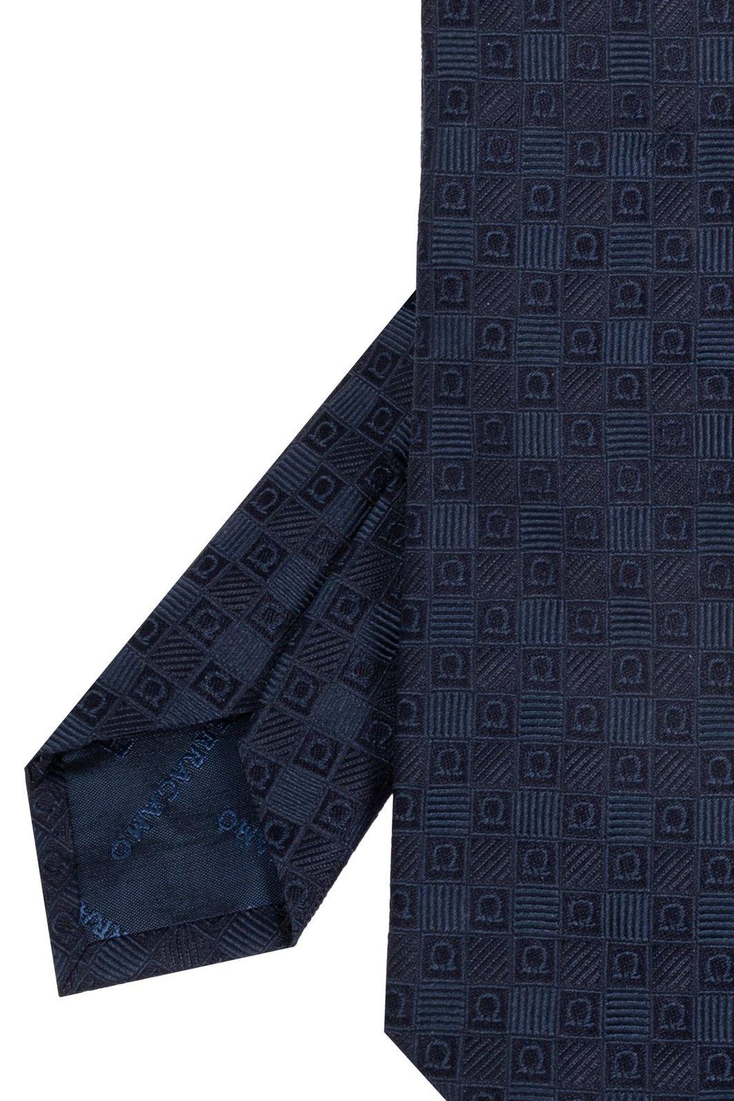 Shop Ferragamo Gancini Jacquard Tie In Navy