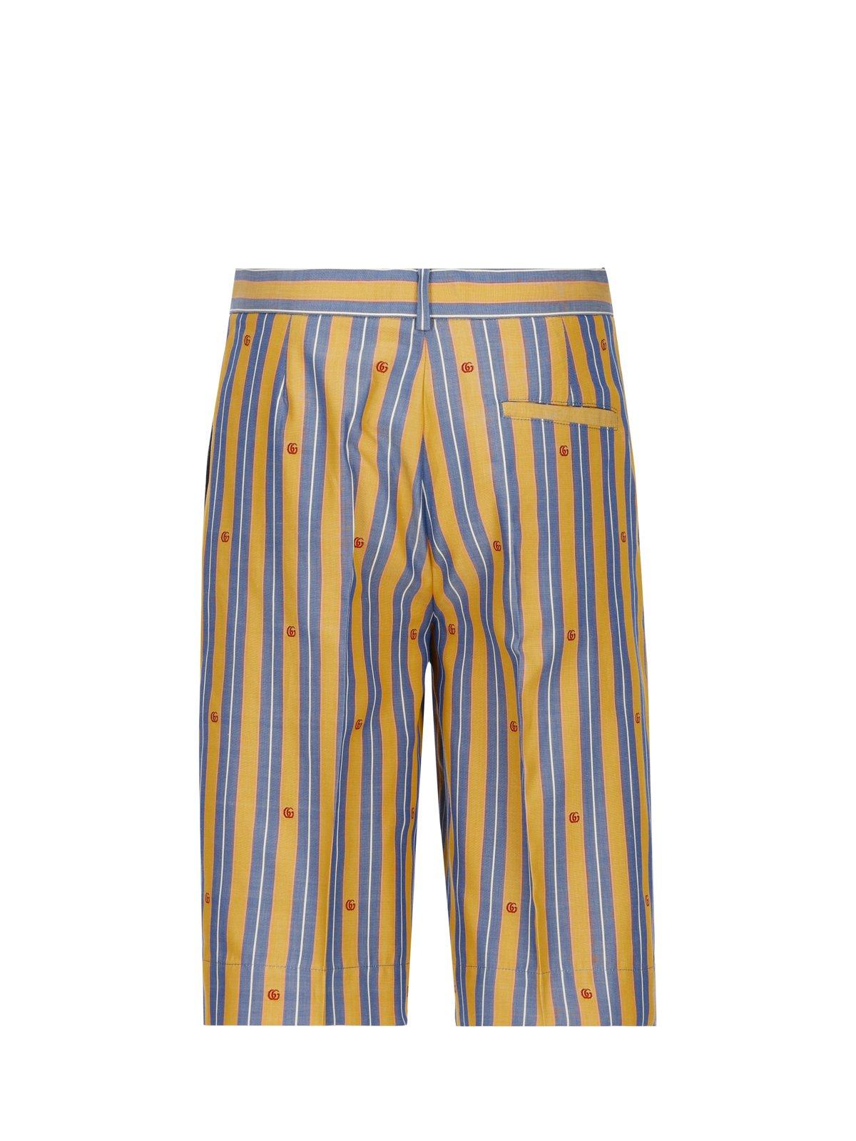 Shop Gucci Oxford Striped Shorts In Yellow Azure