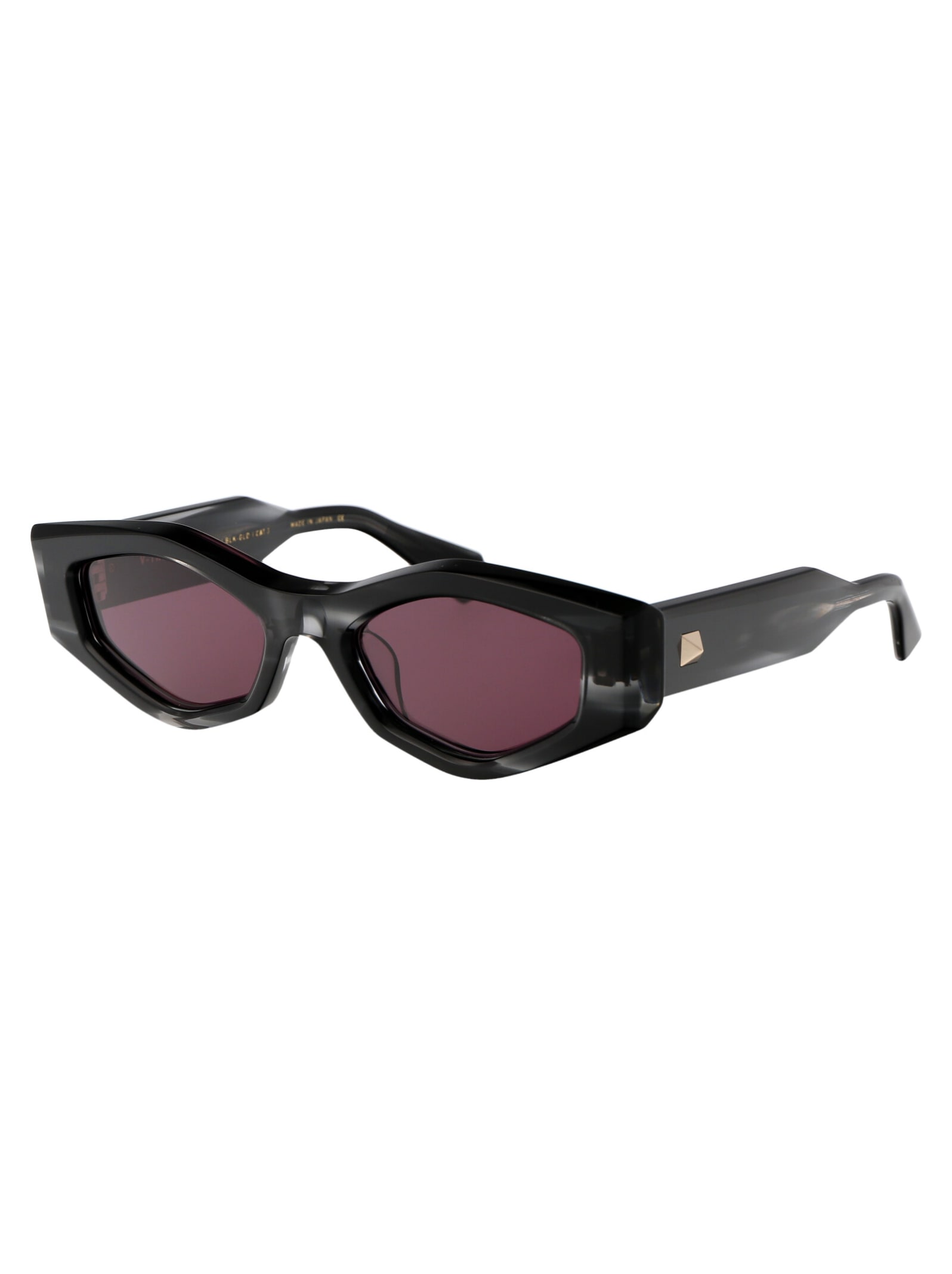 Shop Valentino V - Tre Sunglasses In 101a Blk - Gld