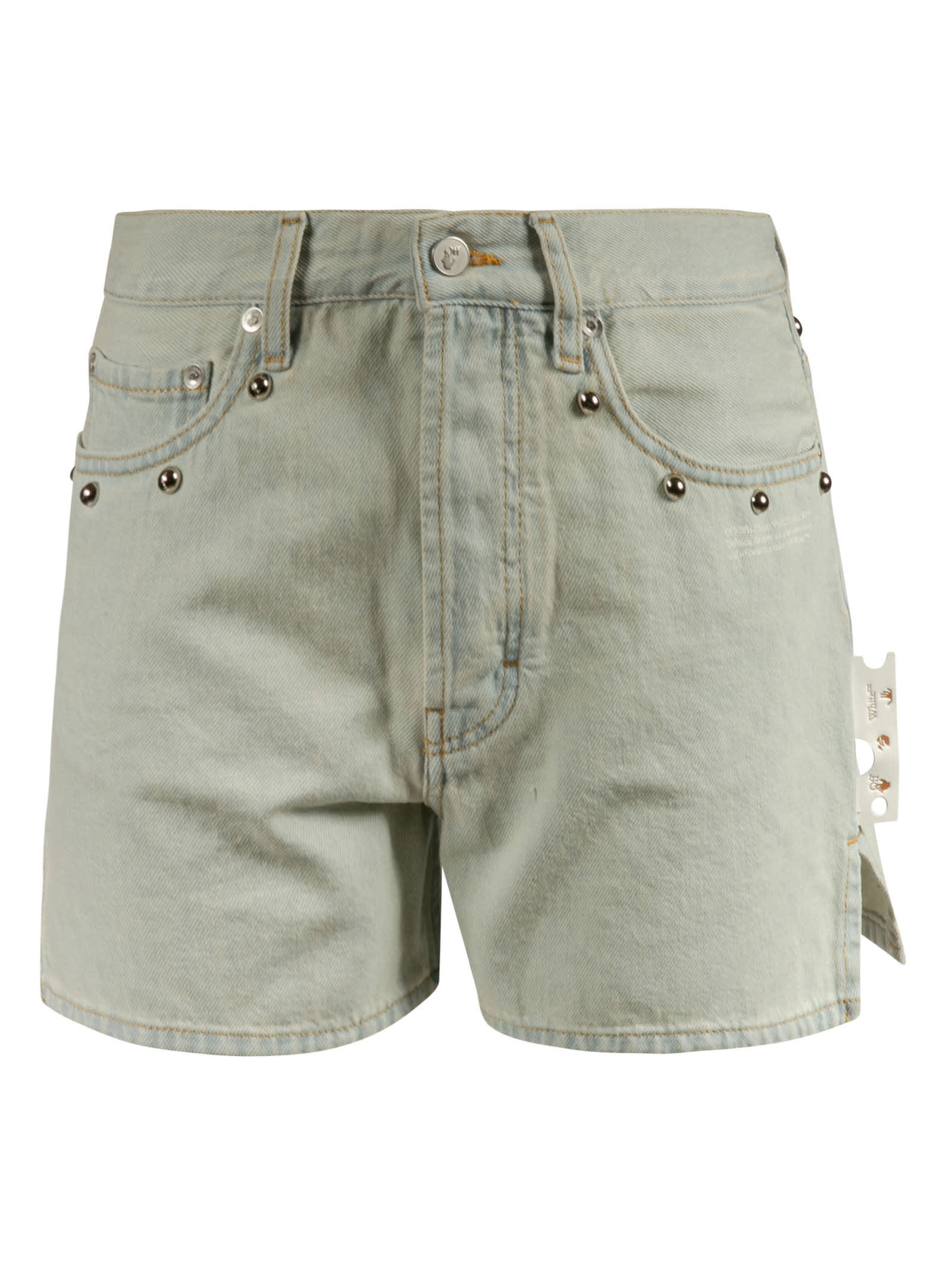 Off-white Straight New Studs Shorts In Grey