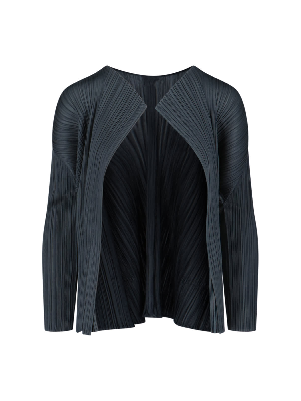 Shop Issey Miyake Open Pleated Cardigan In Gray