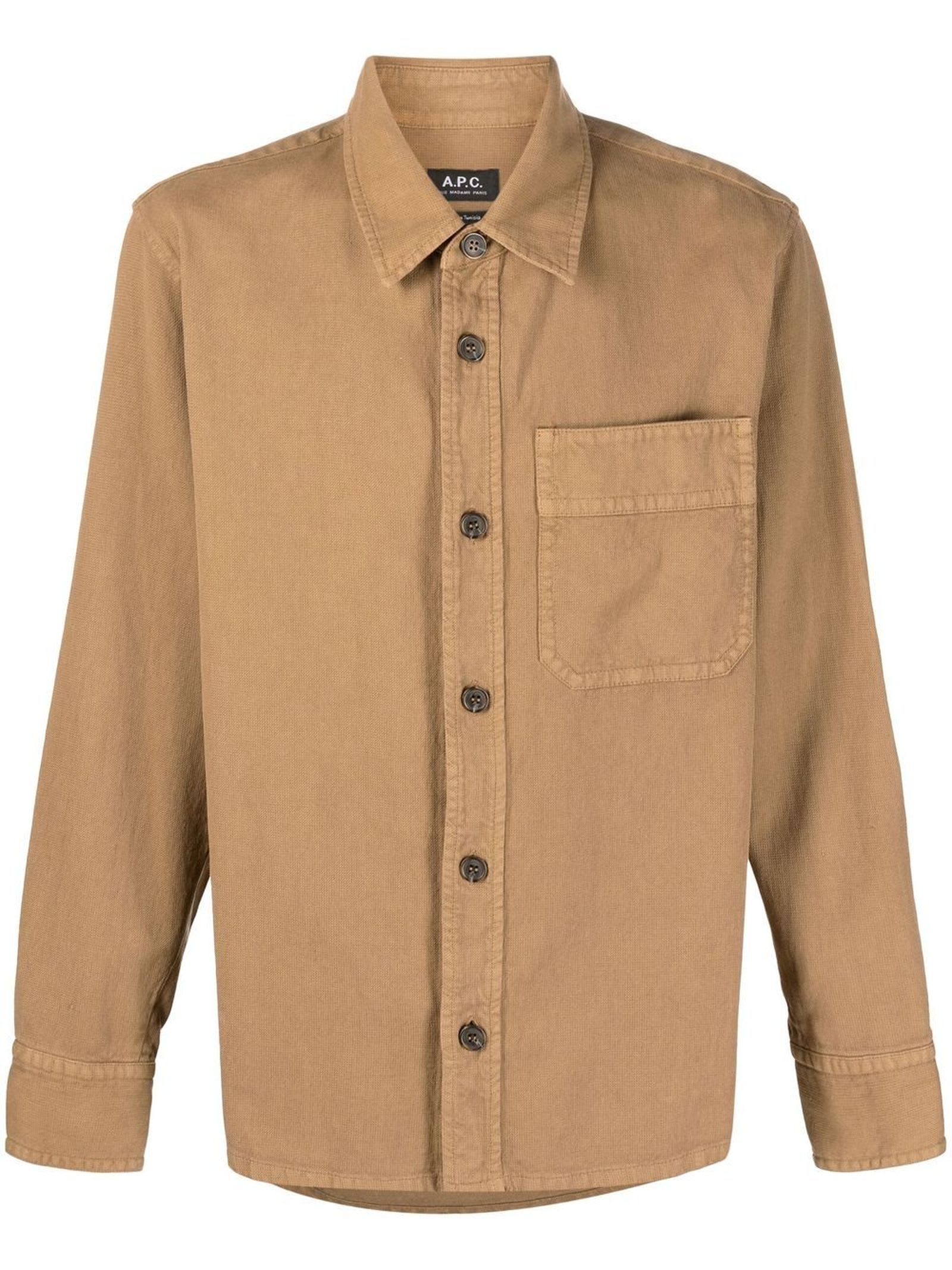 A.P.C. Caramel Brown Cotton-linen Blend Shirt Jacket