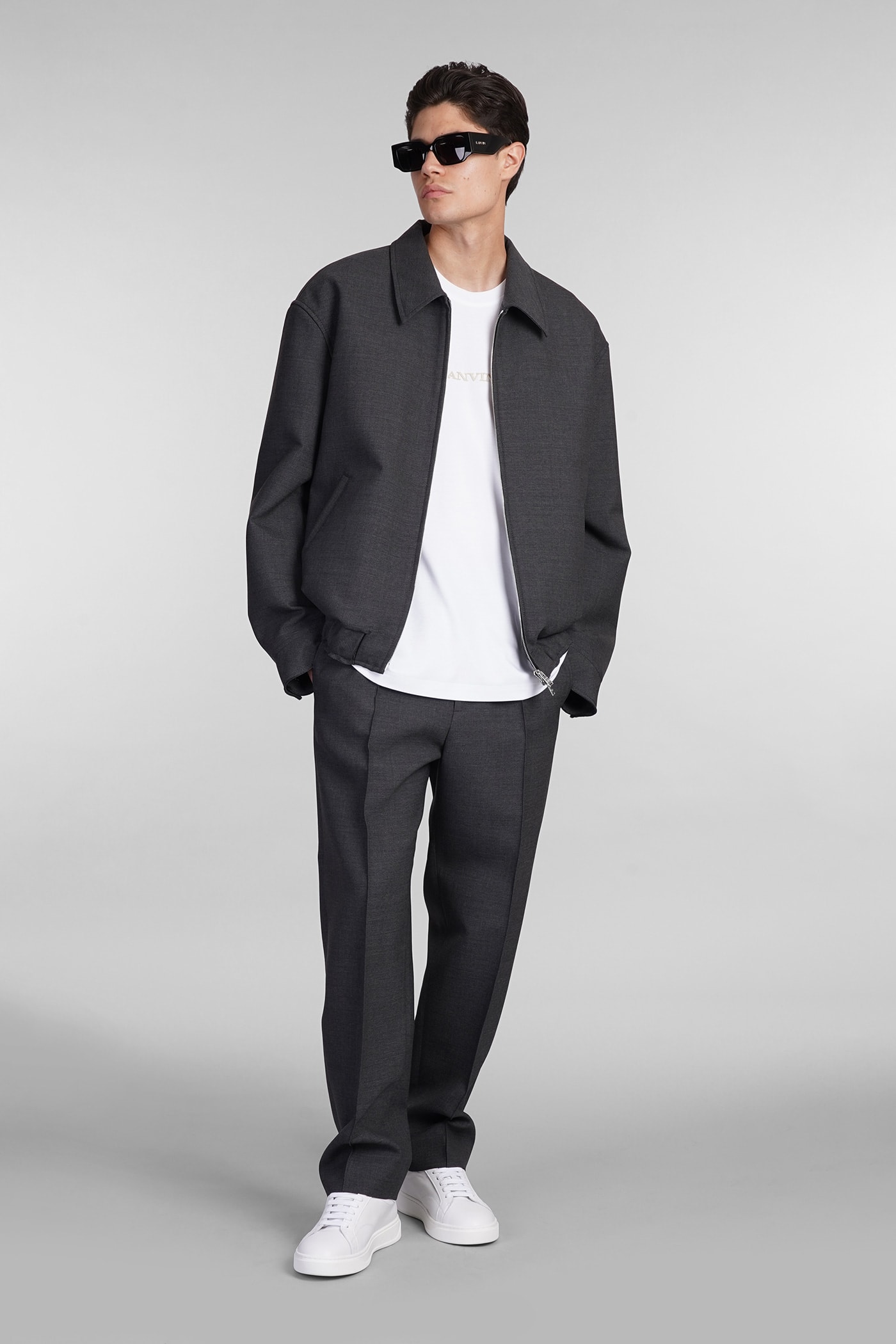 Shop Lanvin Pants In Grey Wool