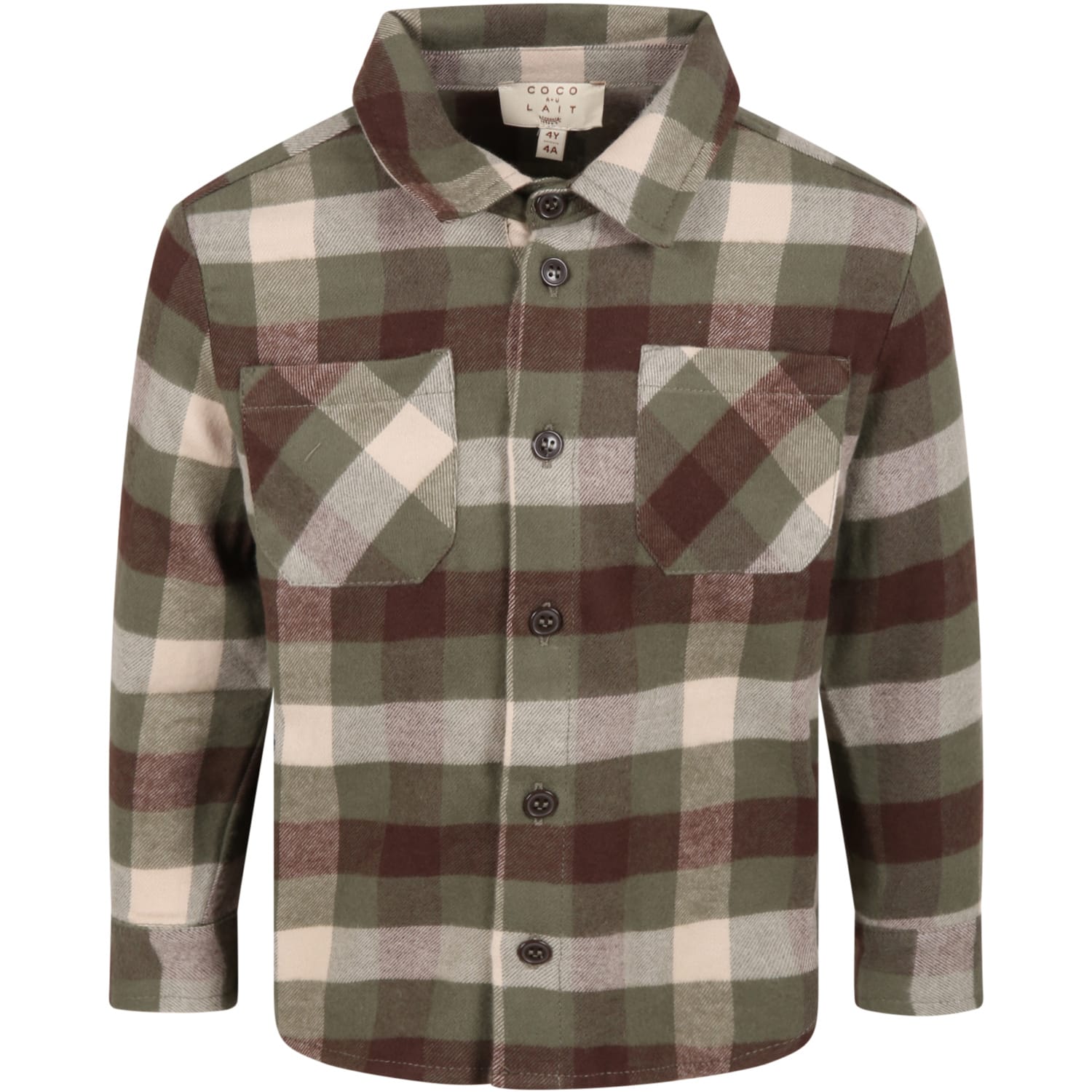 Coco Au Lait Green Shirt For Boy With Check Print