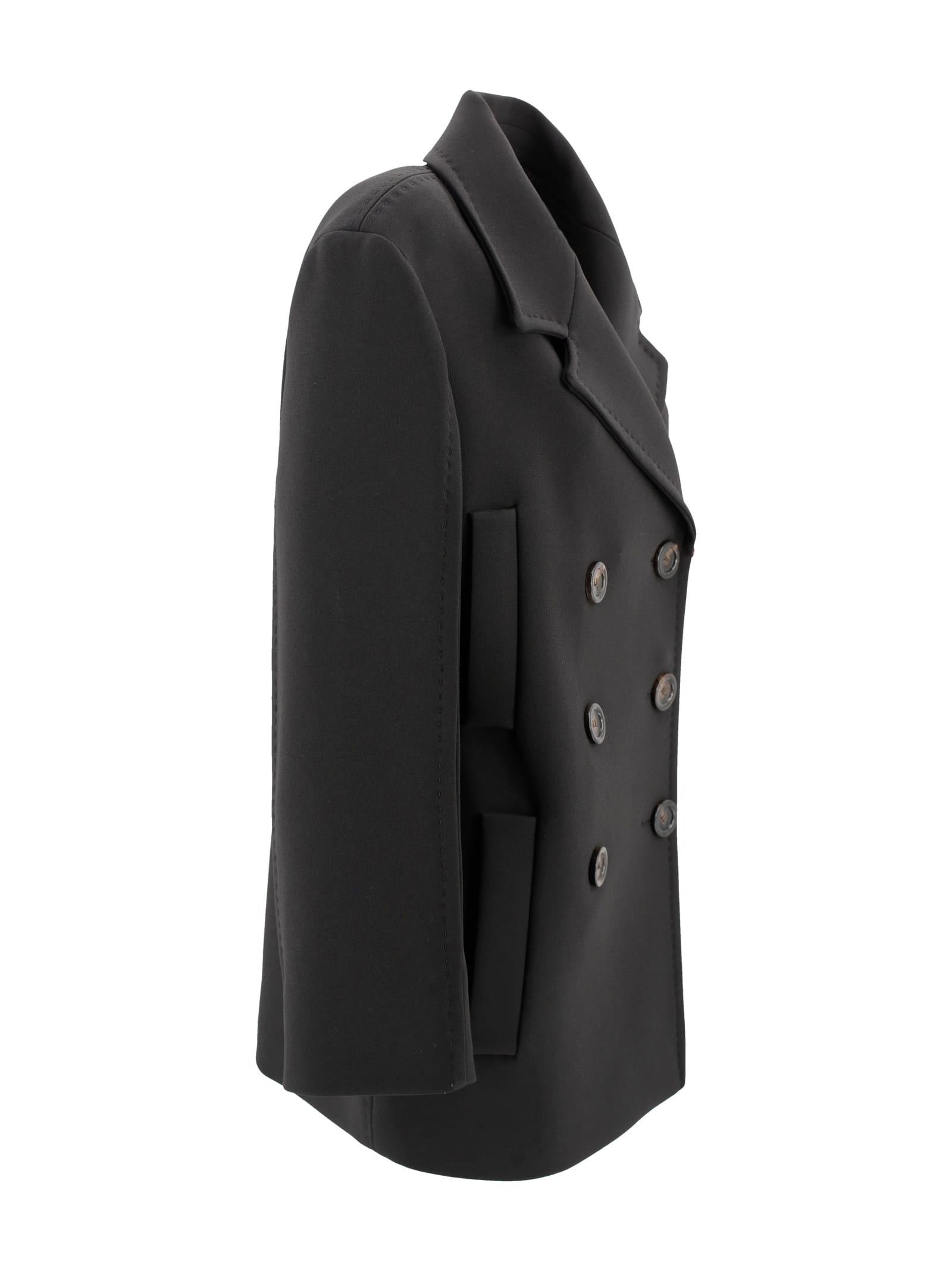 Max Mara Blue Broadcloth Sheree Double-breasted Pea Coat In Black