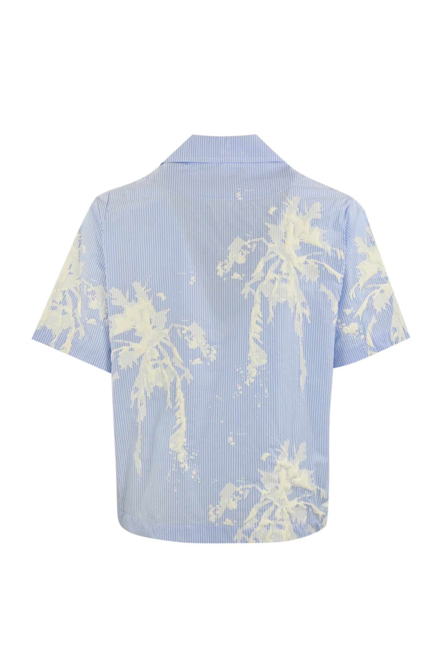 Shop Barrow Camicia In Popeline Con Stampa Palm In Celeste