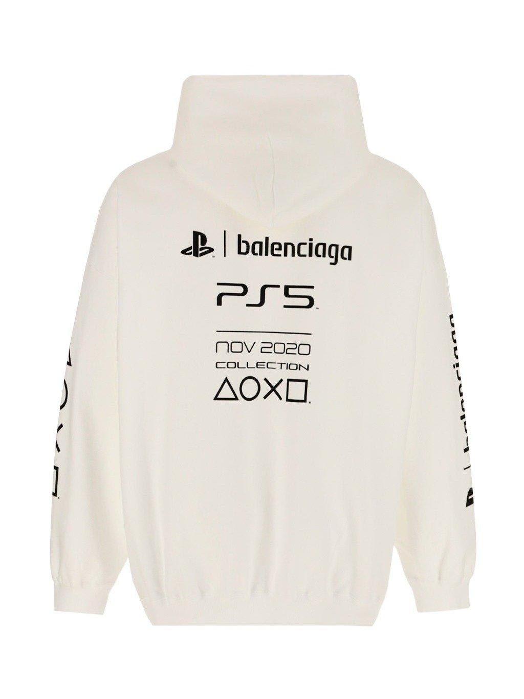 Shop Balenciaga X Sony Playstation 5 Oversized Hoodie In White