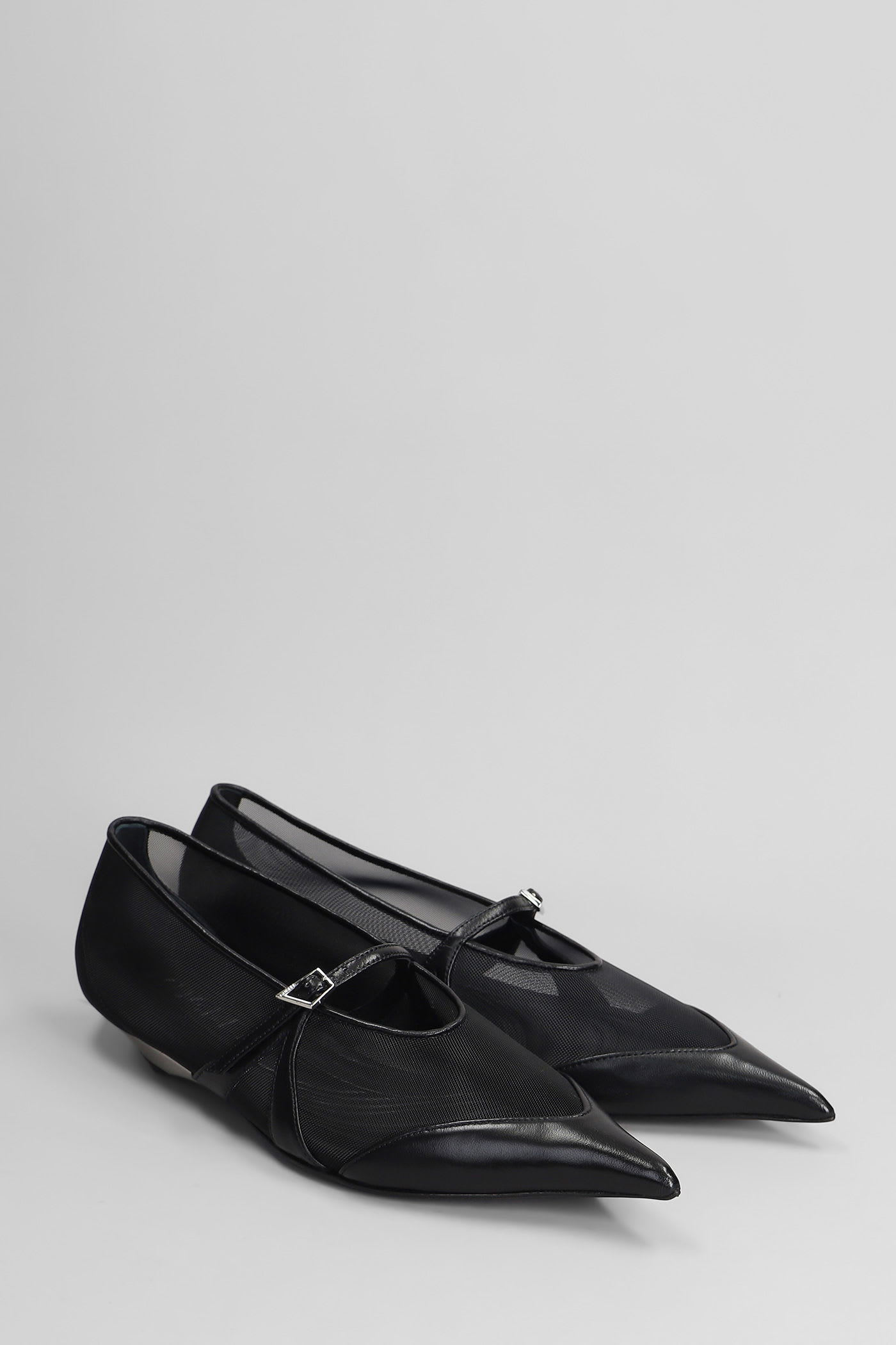 Mugler Ballet Flats In Black Polyamide In Black