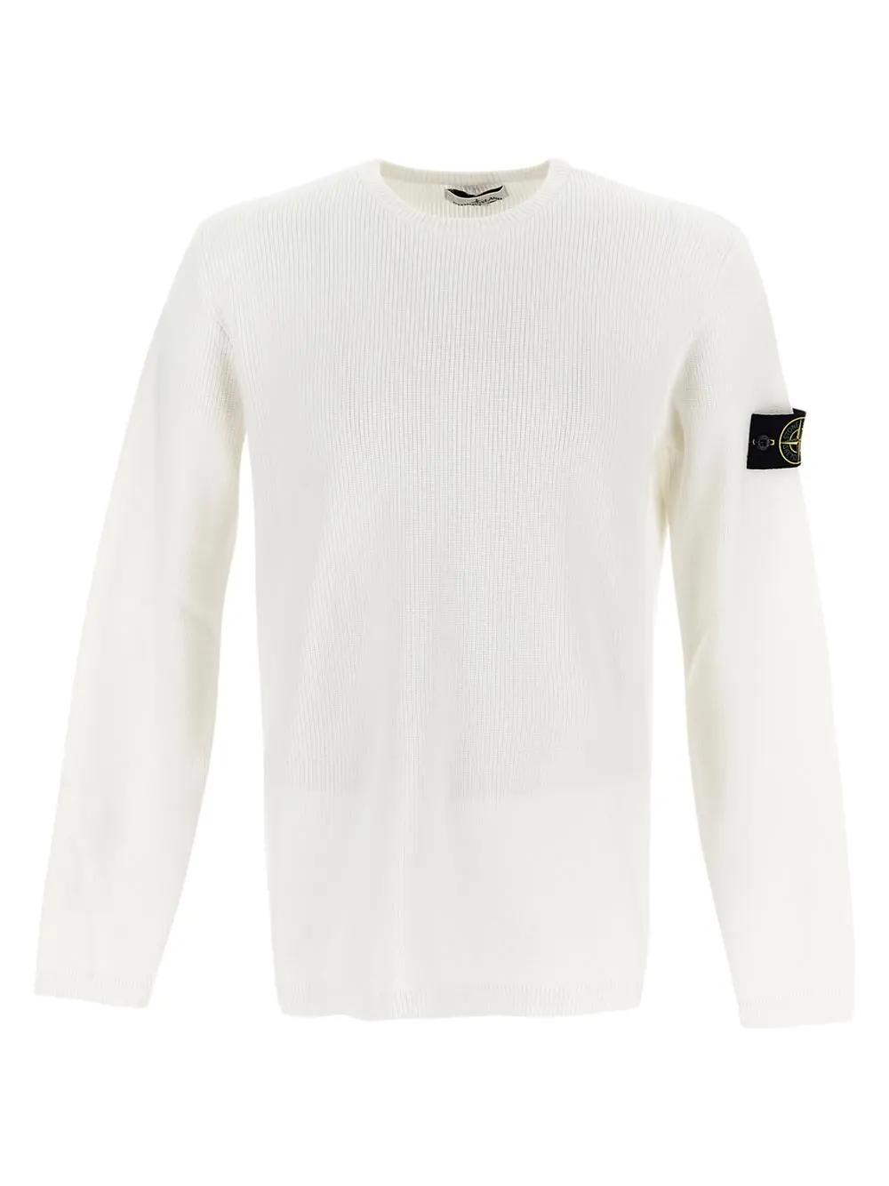 Shop Stone Island Cotton Knitwear In White