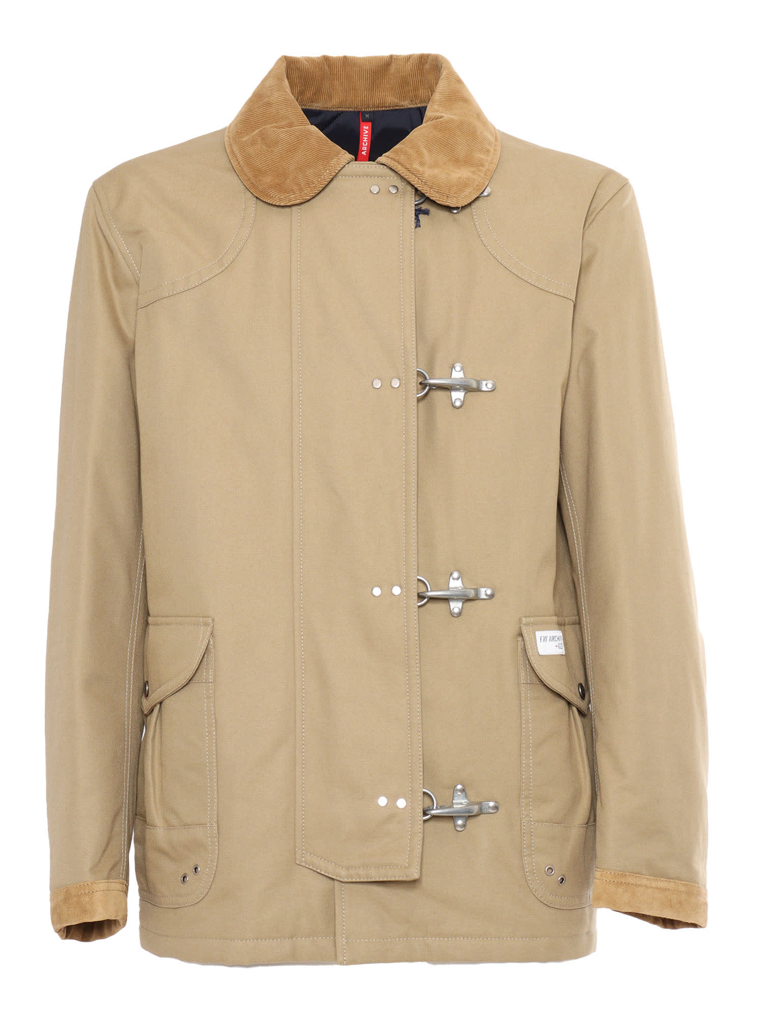 Shop Fay 4 Hooks Archive Padded Jacket In Beige