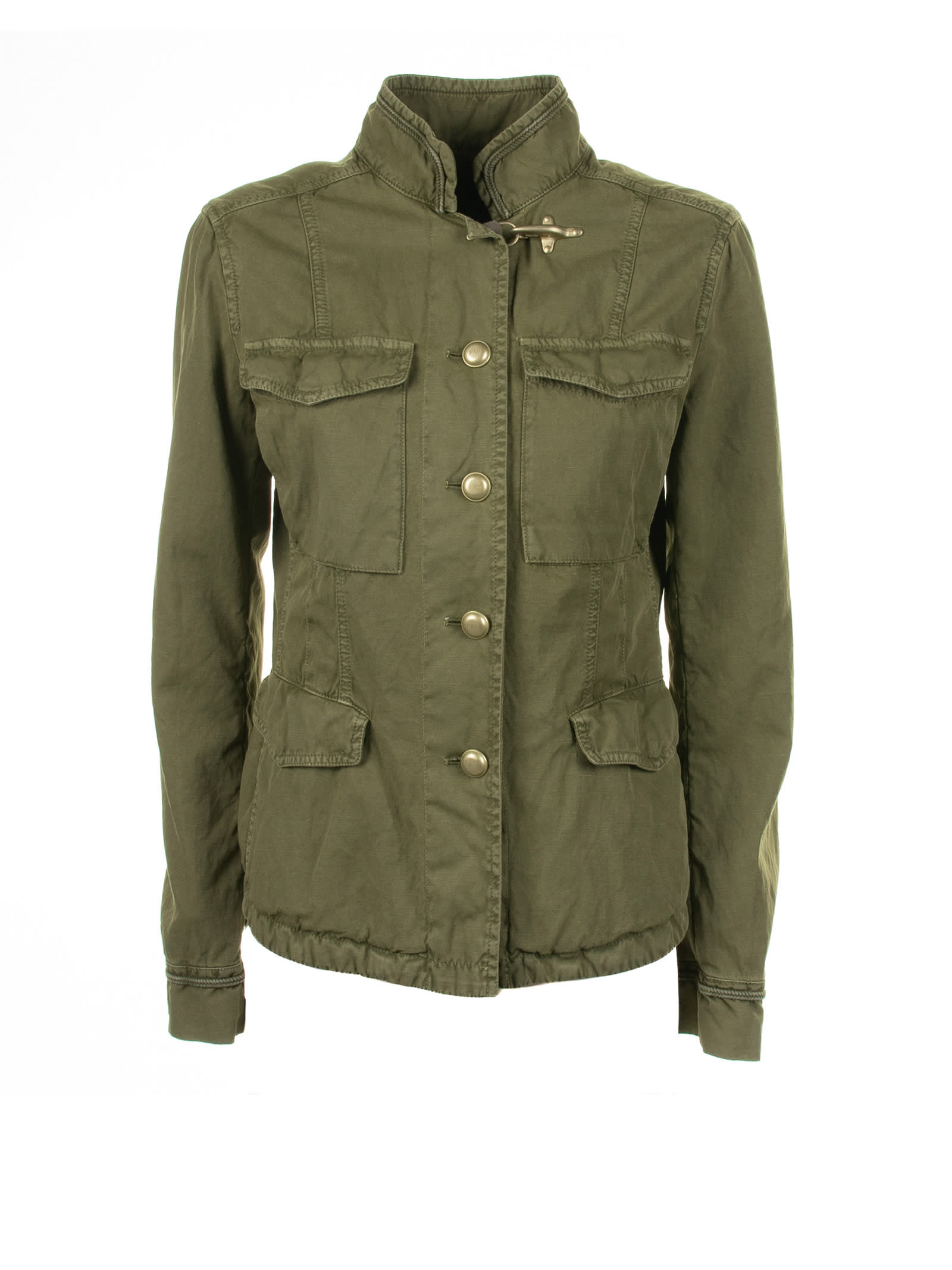 Shop Fay Green Multi-pocket Jacket With Buttons In Verde