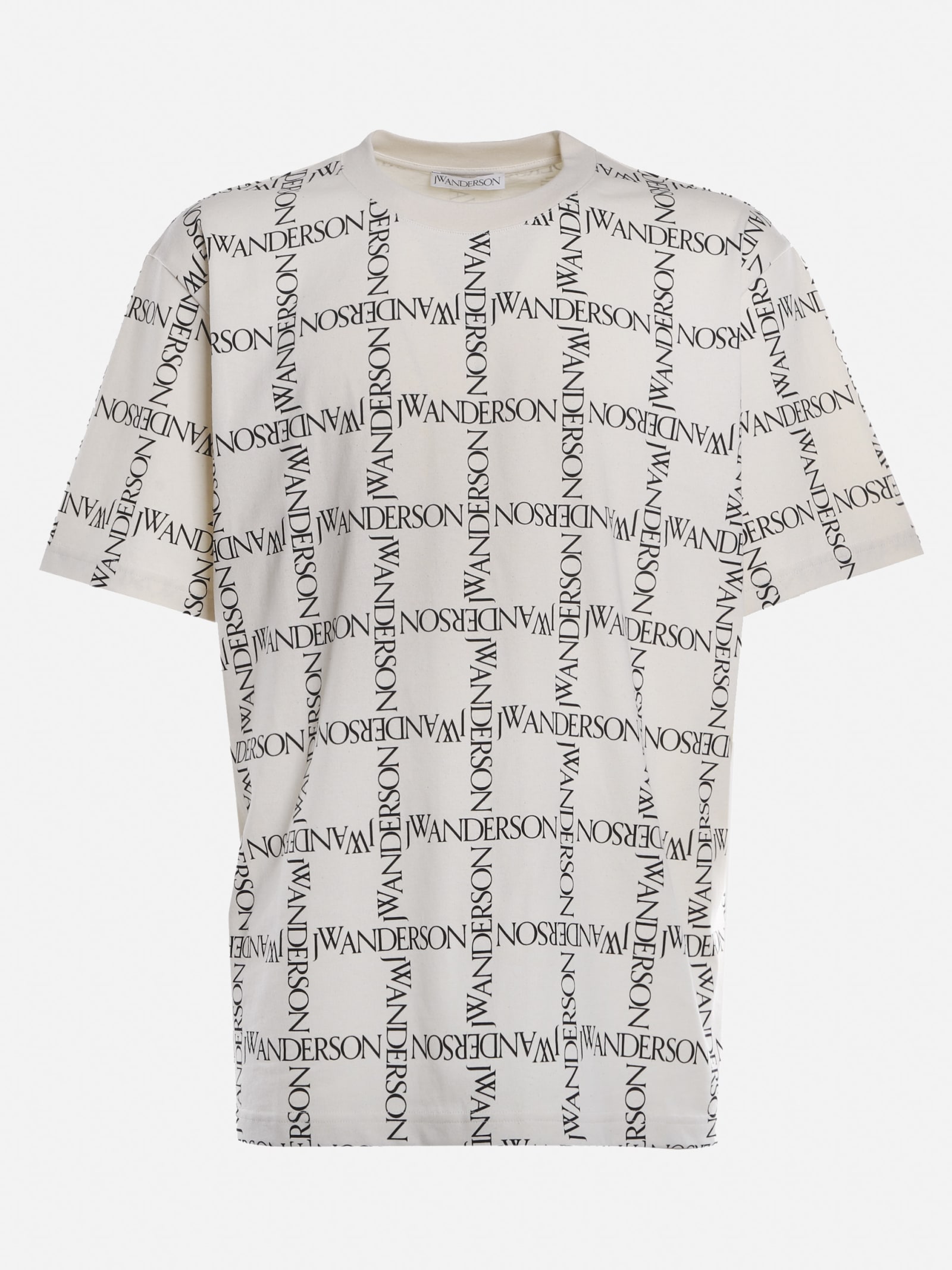 J.W. Anderson Cotton T-shirt With All-over Contrasting Logo Print