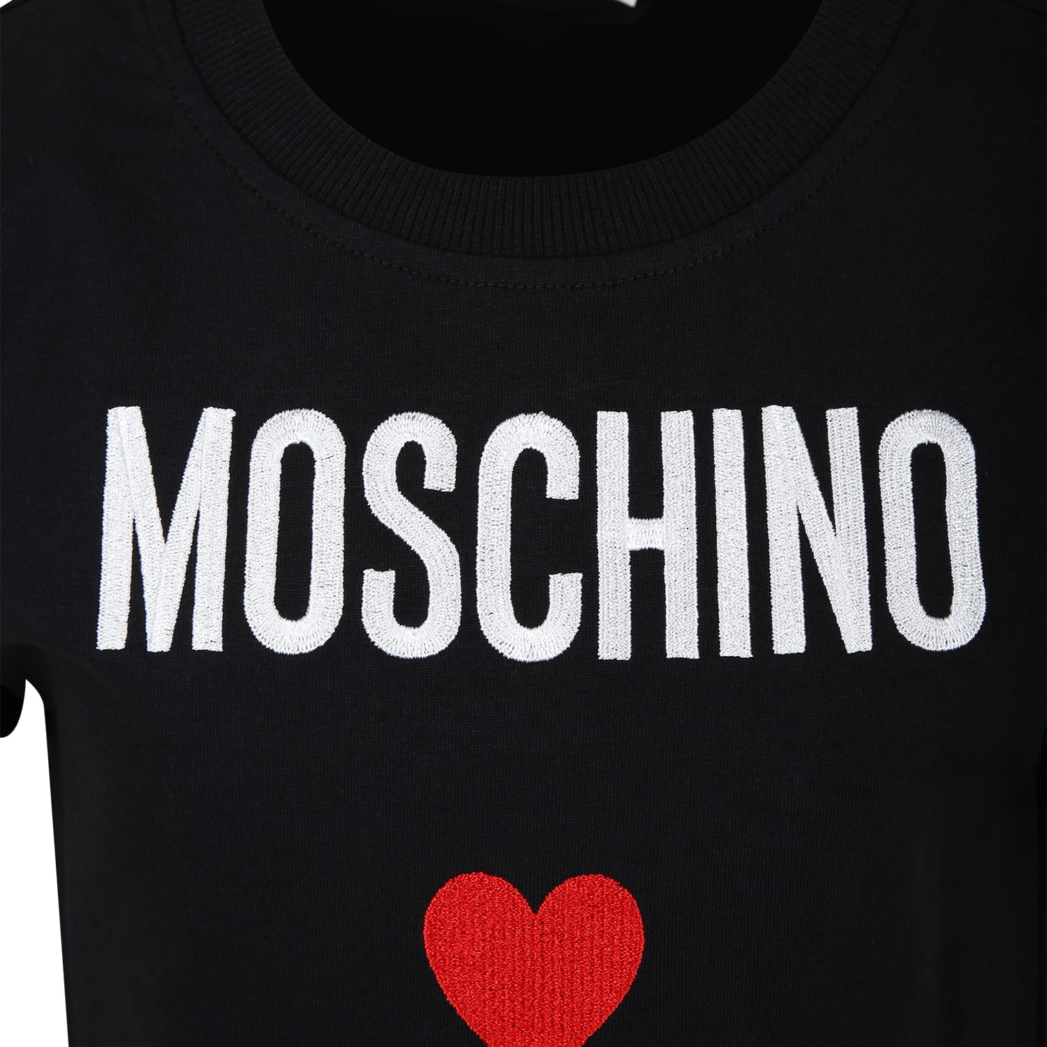 Shop Moschino Black Dress For Girl With Logo And Heart