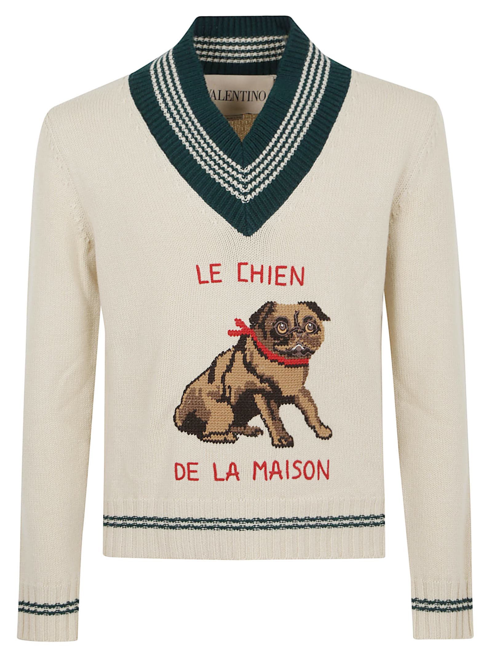 Valentino Garavani Butter-coloured Sweater With Le Chien De La Maison In Neutral