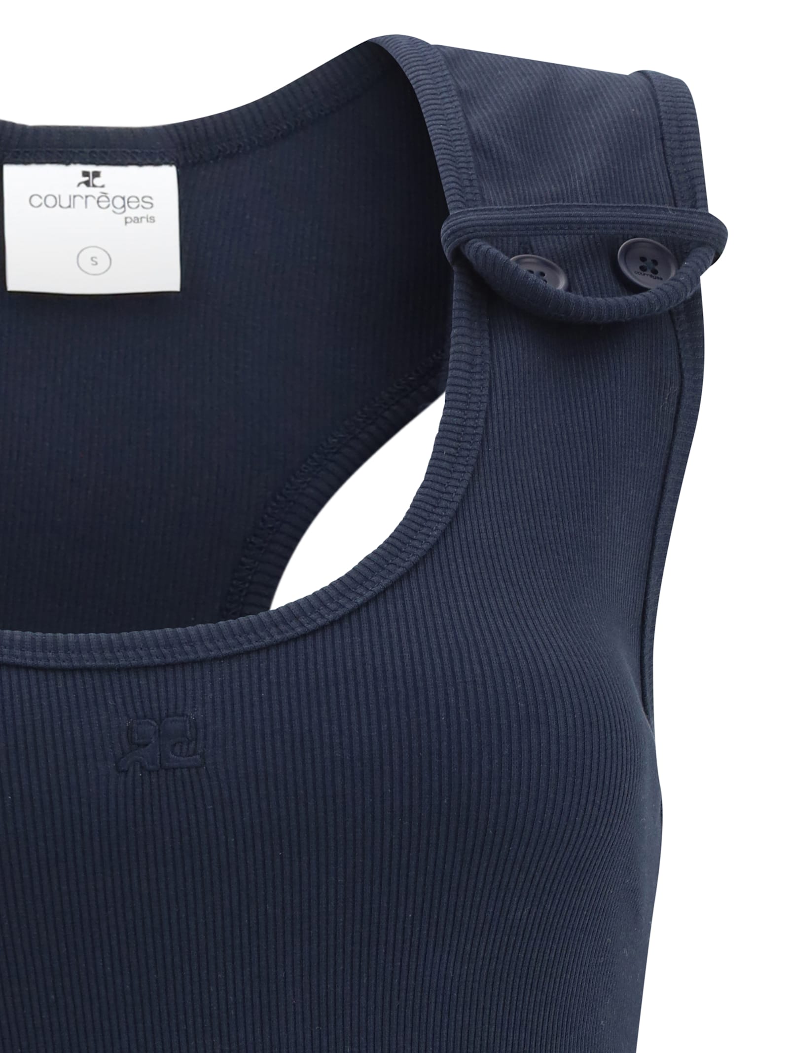 Courrèges Courreges Black Cotton Mini Dress In Navy