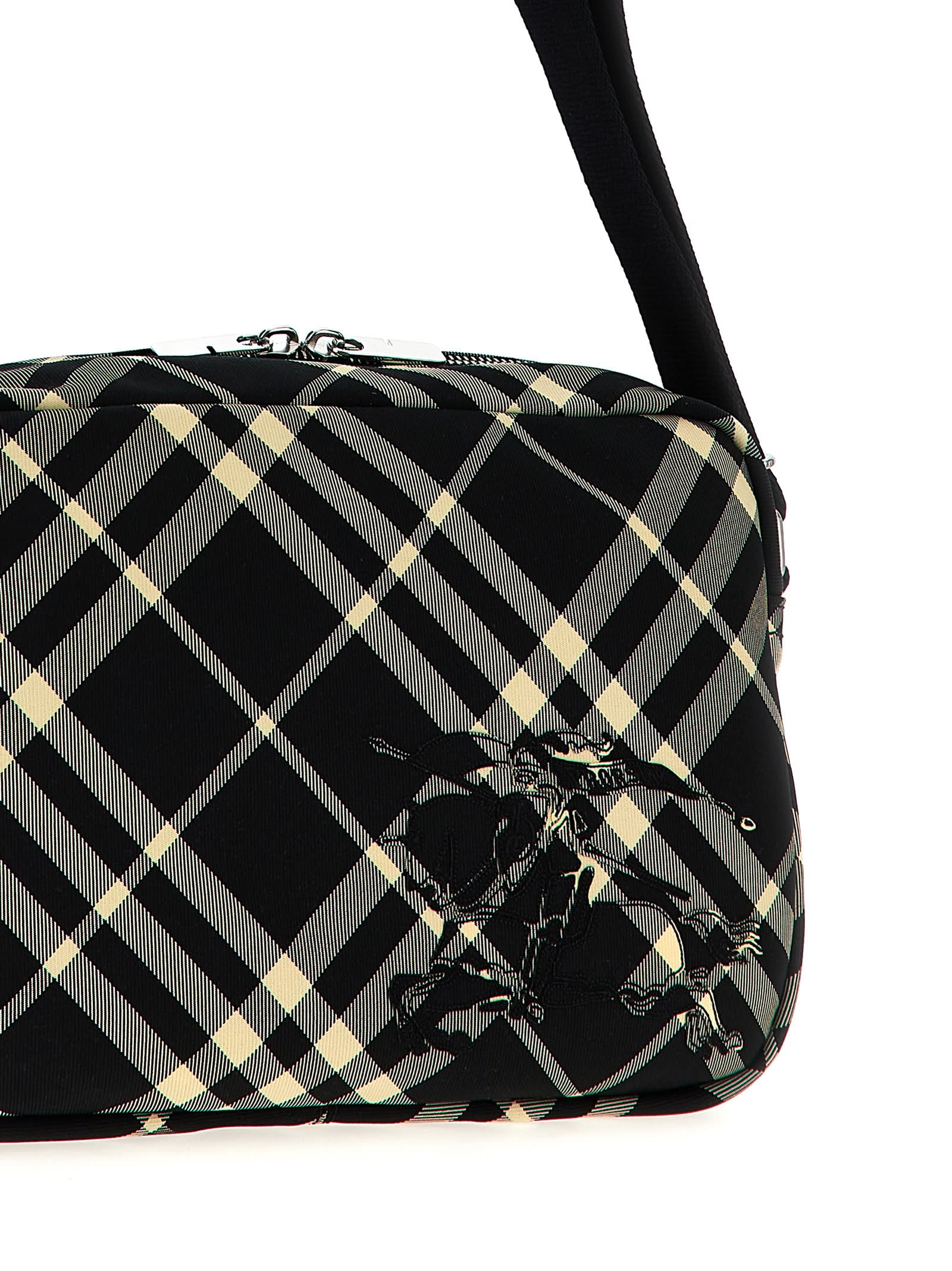 Shop Burberry Check Crossbody Bag In Black