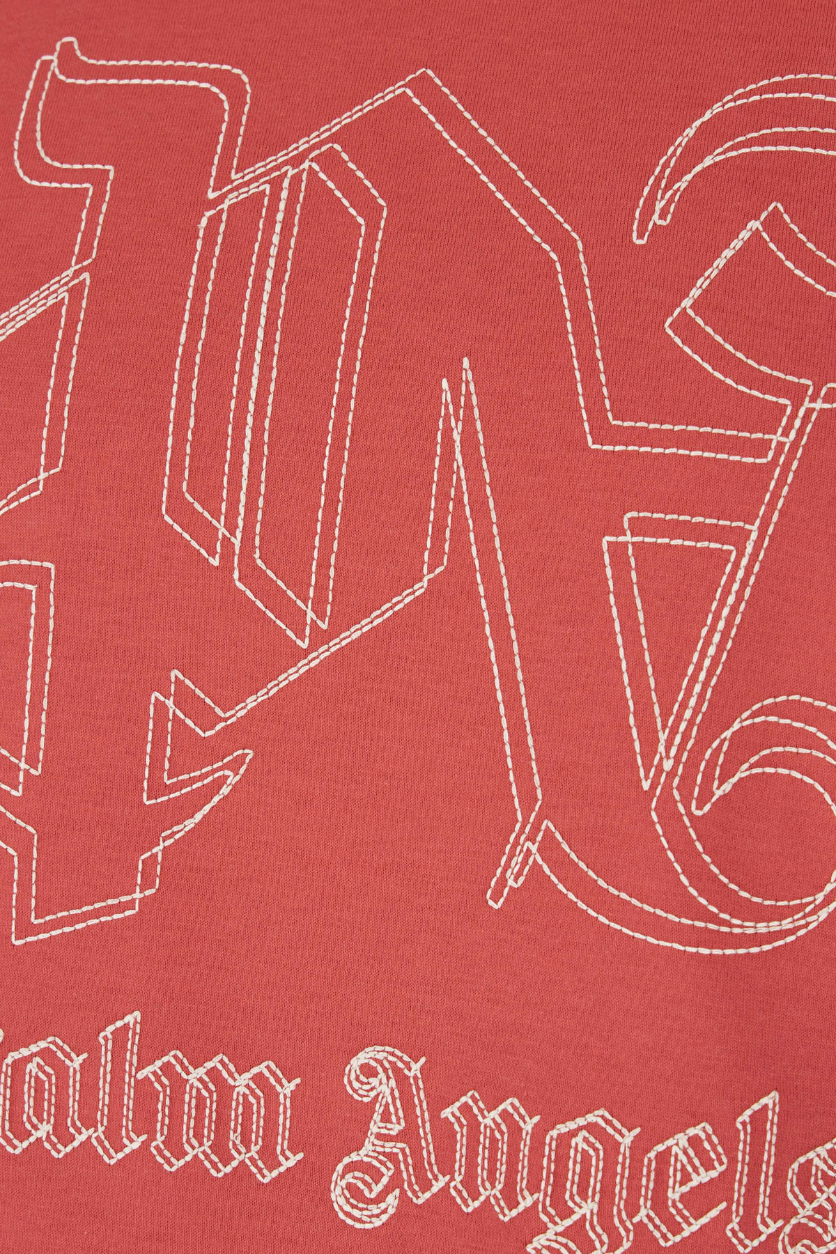 Palm Angels Oversize Logoed Chest Embroidery T-shirt In Red Off White