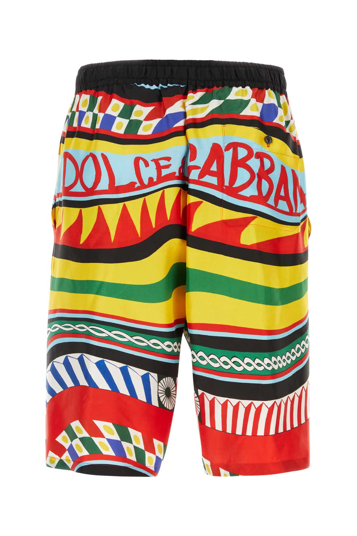Dolce & Gabbana Printed Satin Bermuda Shorts In Carretto