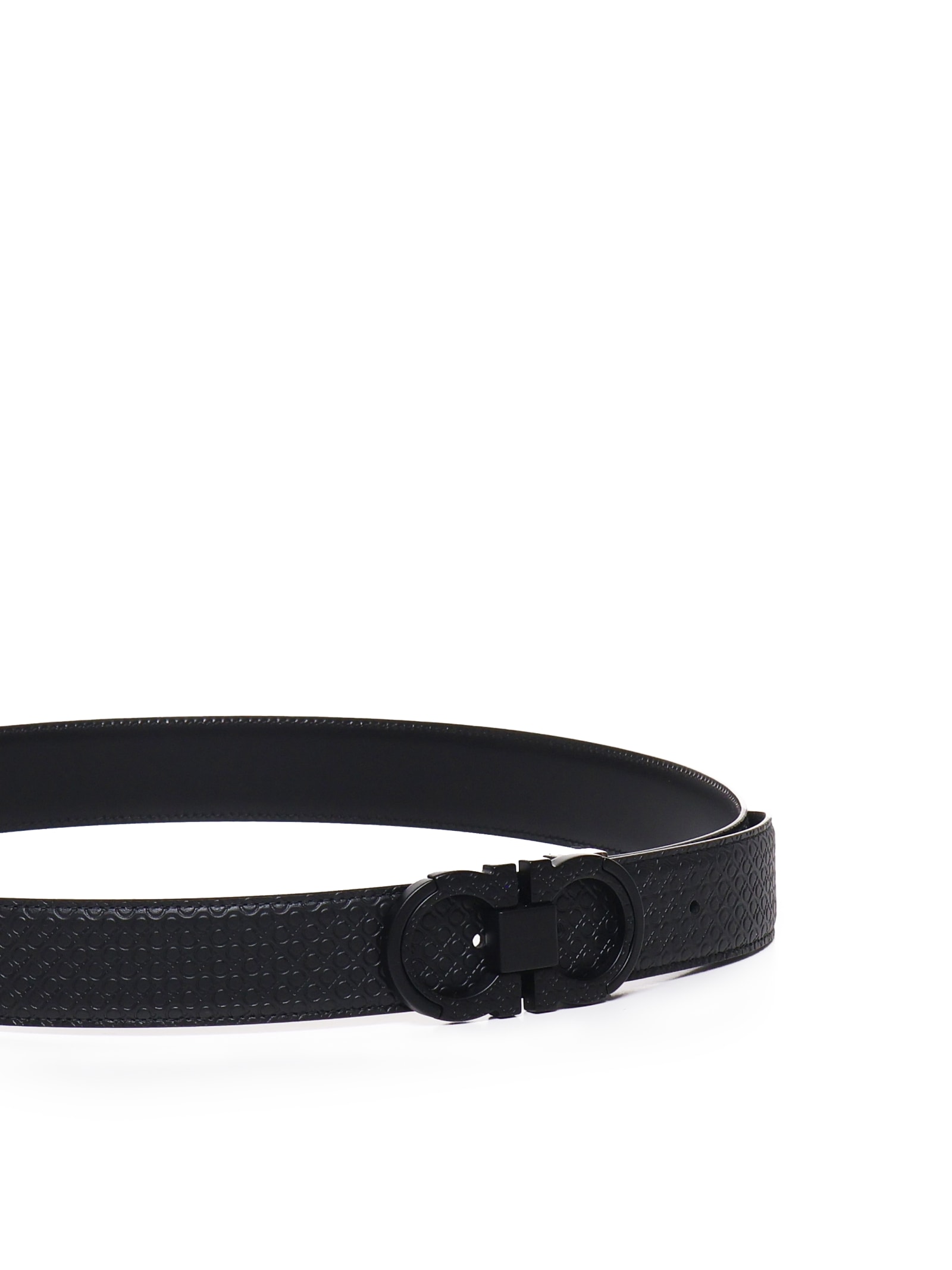 Shop Ferragamo Gancini Belt Reversible In Black