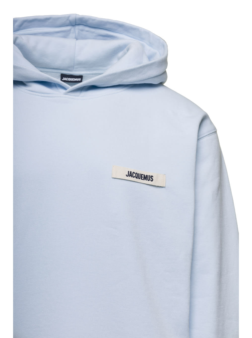 Shop Jacquemus Le Hoodie Gros-grain Light Blue Hoodie With Logo Patch In Cotton Man