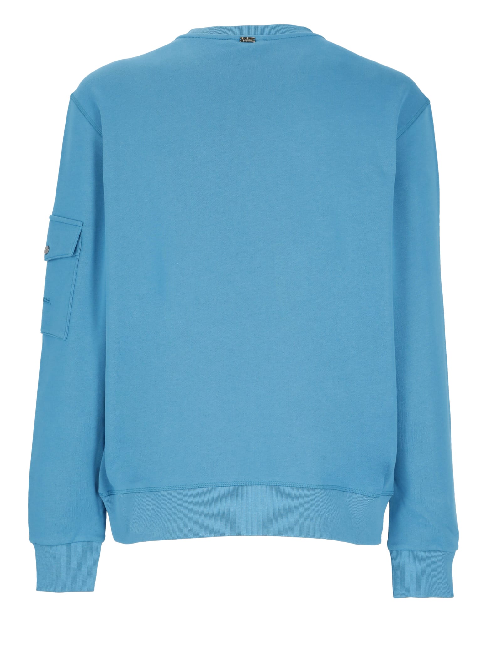 Herno Flap-pocket Detailed Crewneck Sweatshirt In Blue