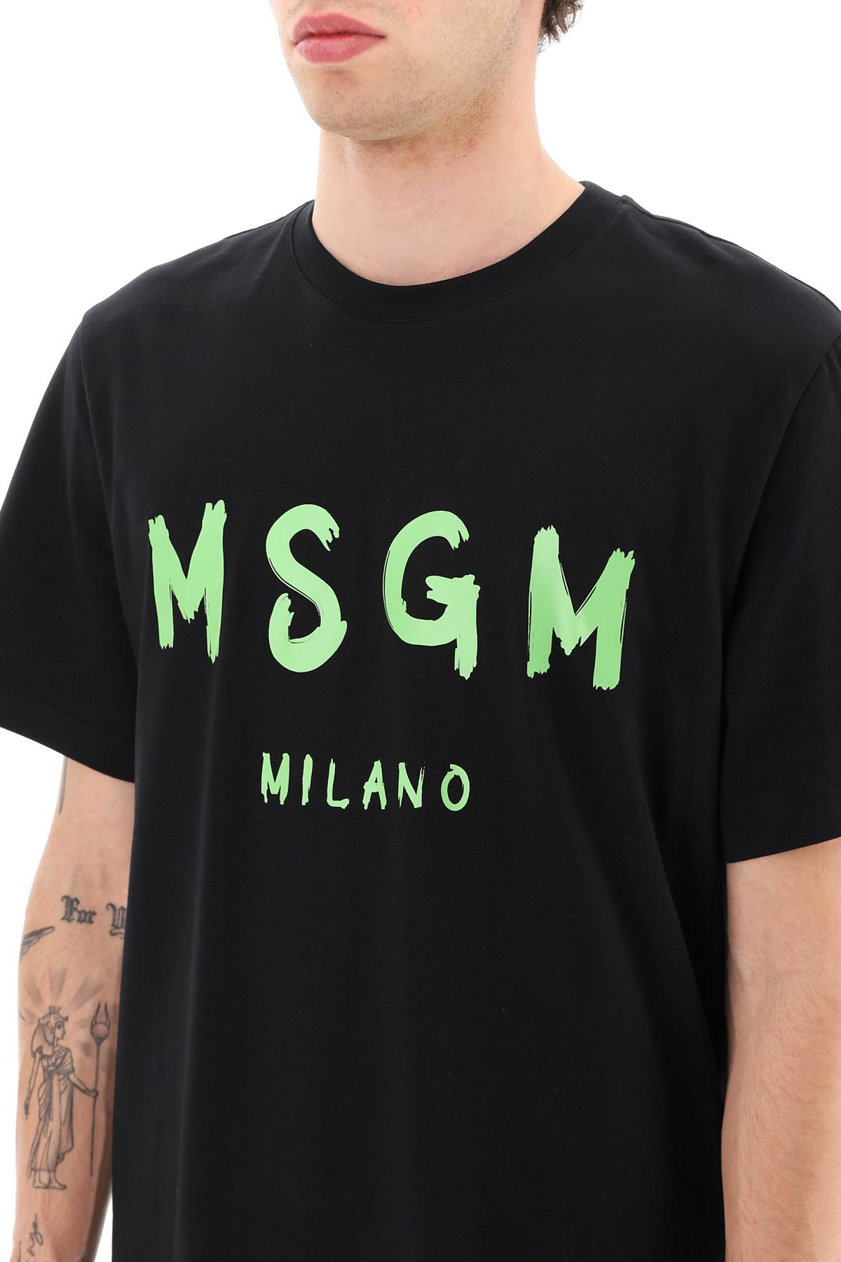 Msgm Logo Print T-shirt In Black