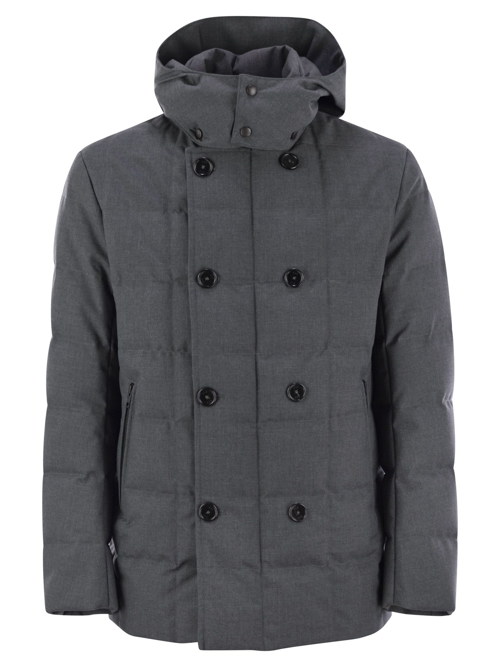 Double-breasted Down Jacket With Hood